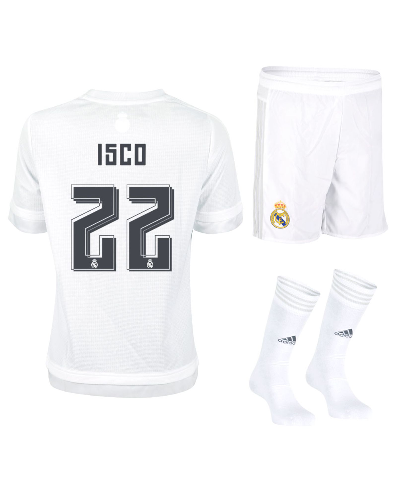 Conjunto 1ª Real Madrid 2015/2016 Isco Junior - Fútbol Factory