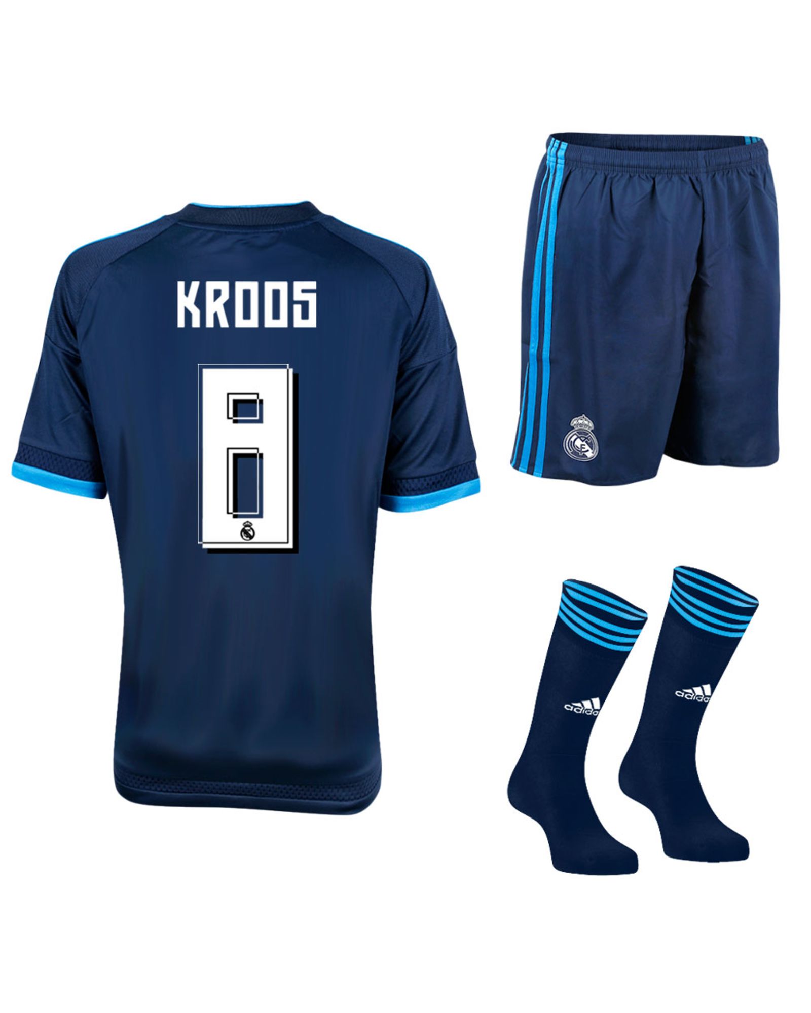 Conjunto 3ª Real Madrid 2015/2016 Kroos UCL Junior Azul - Fútbol Factory