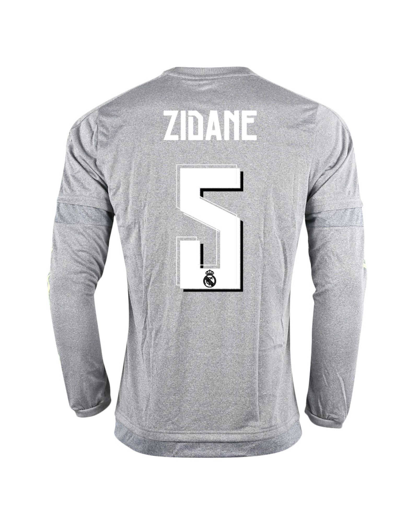 Camiseta 2ª Real Madrid 2015/2016 Zidane Manga Larga Gris - Fútbol Factory