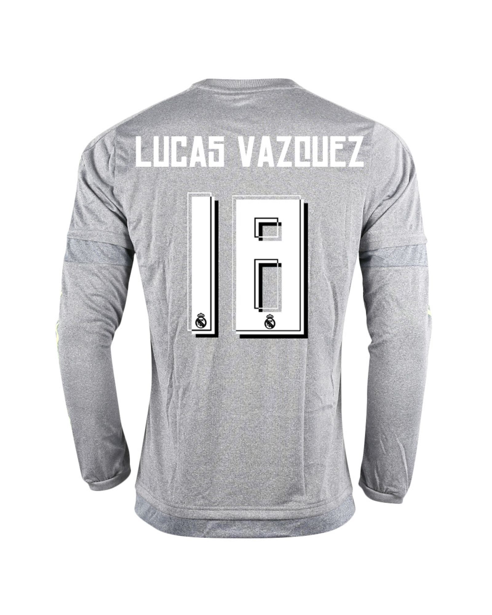 Camiseta 2ª Real Madrid 2015/2016 Lucas Vazquez Manga Larga Gris - Fútbol Factory