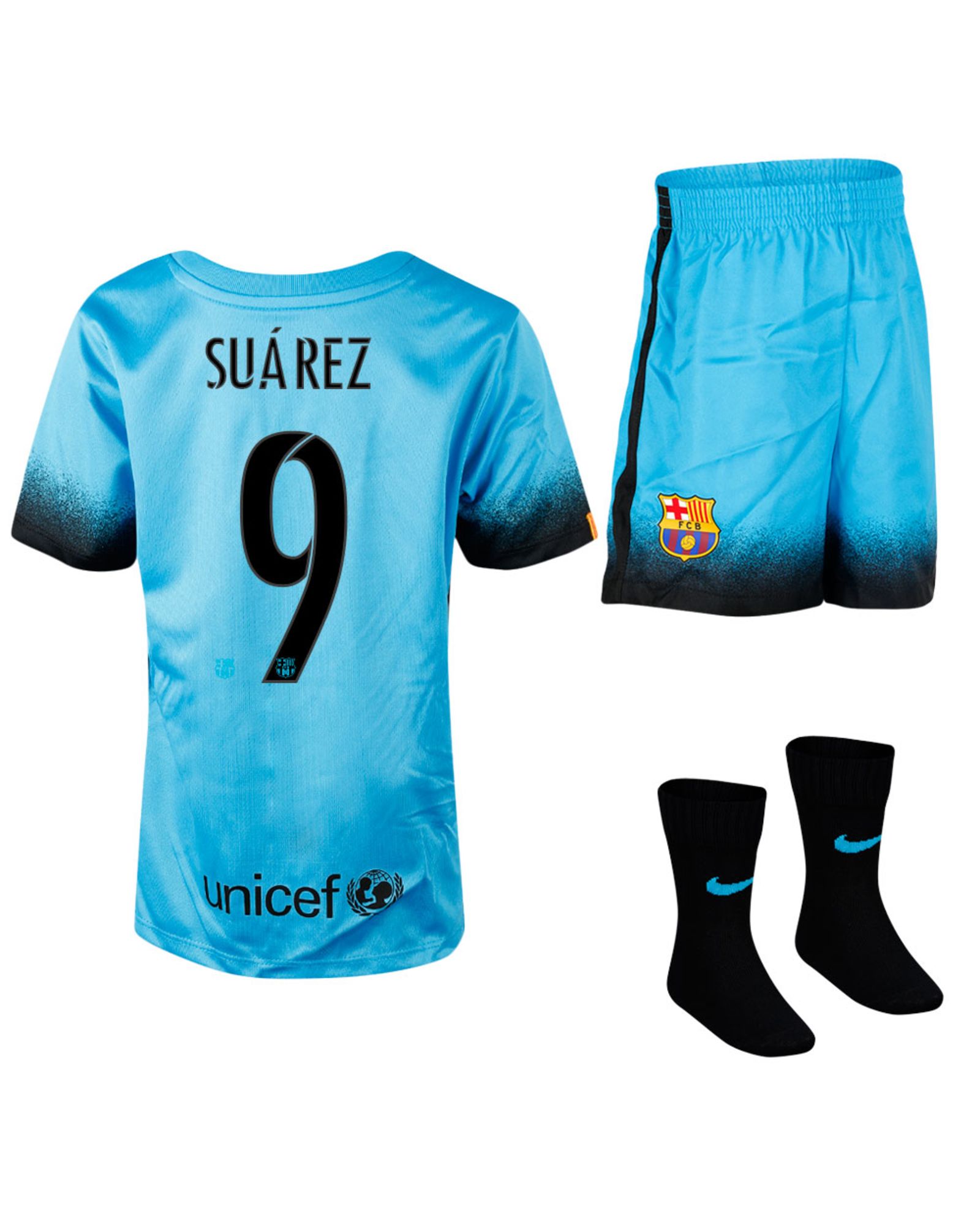 Conjunto 3ª FC Barcelona 2015/2016 Suárez UCL Bebé Azul - Fútbol Factory