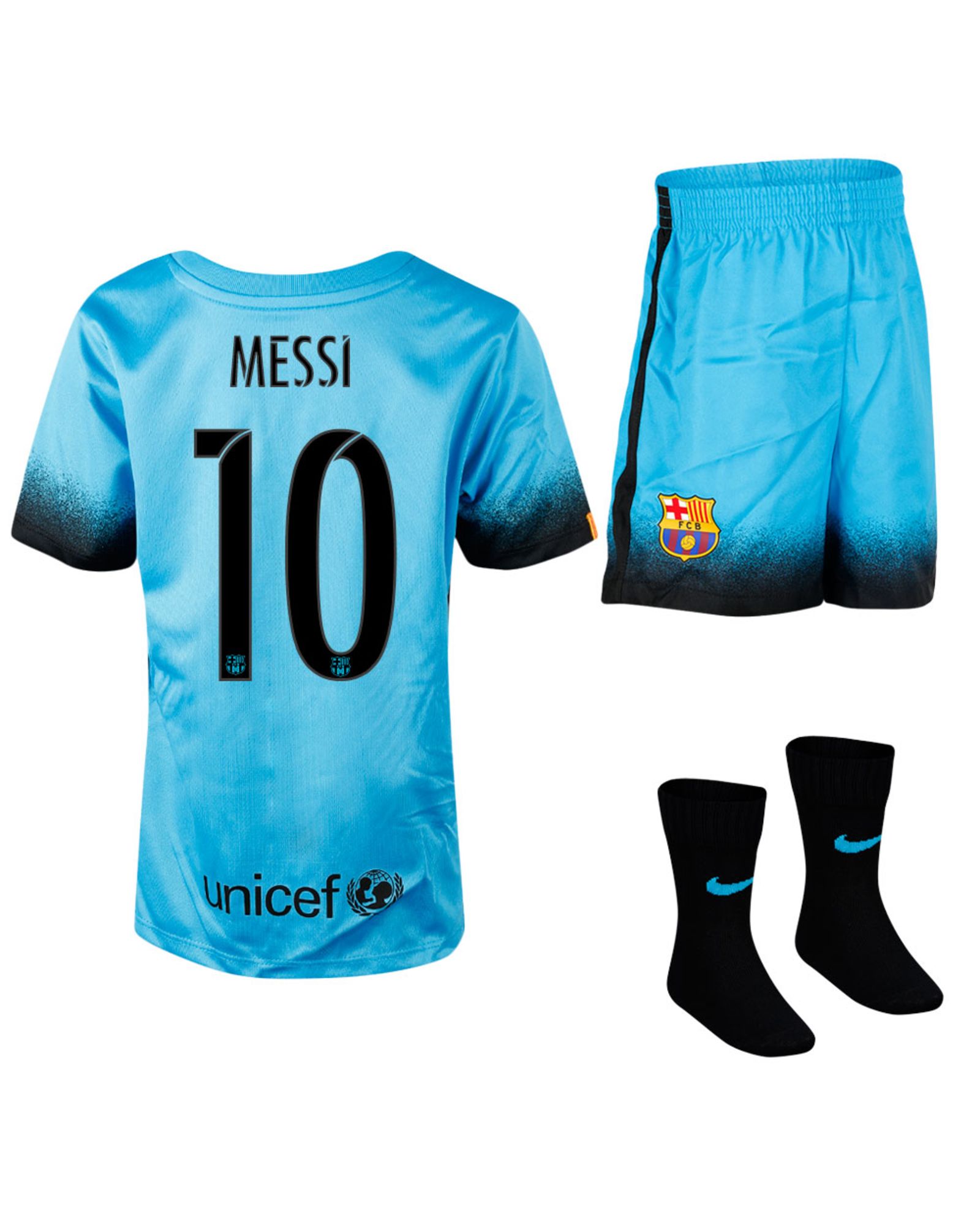 Conjunto 3ª FC Barcelona 2015/2016 Messi UCL Bebé Azul - Fútbol Factory