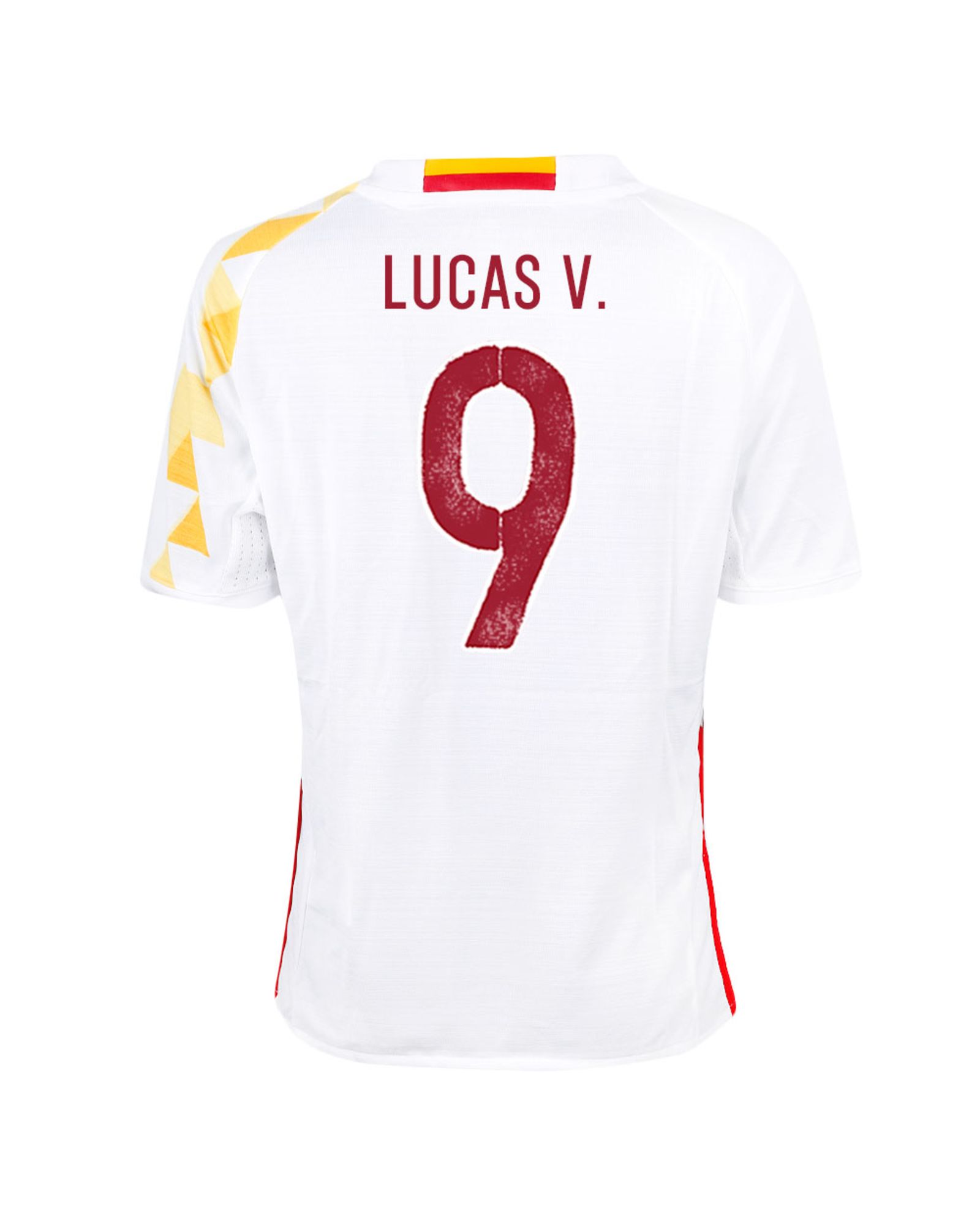 Camiseta 2ª España Eurocopa 2016 Lucas V. Junior Blanco - Fútbol Factory