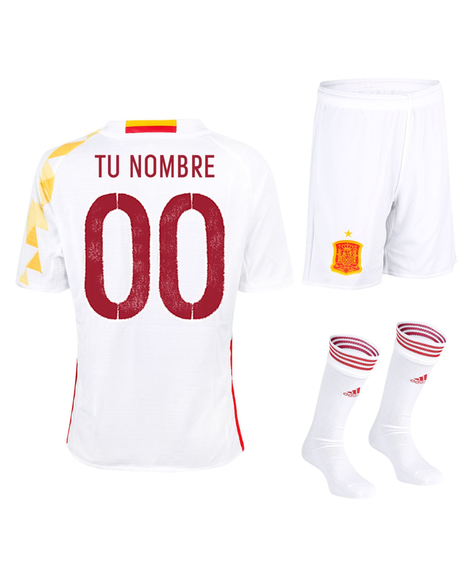 Conjunto 2ª España Eurocopa 2016 Personalizado Junior Blanco - Fútbol Factory