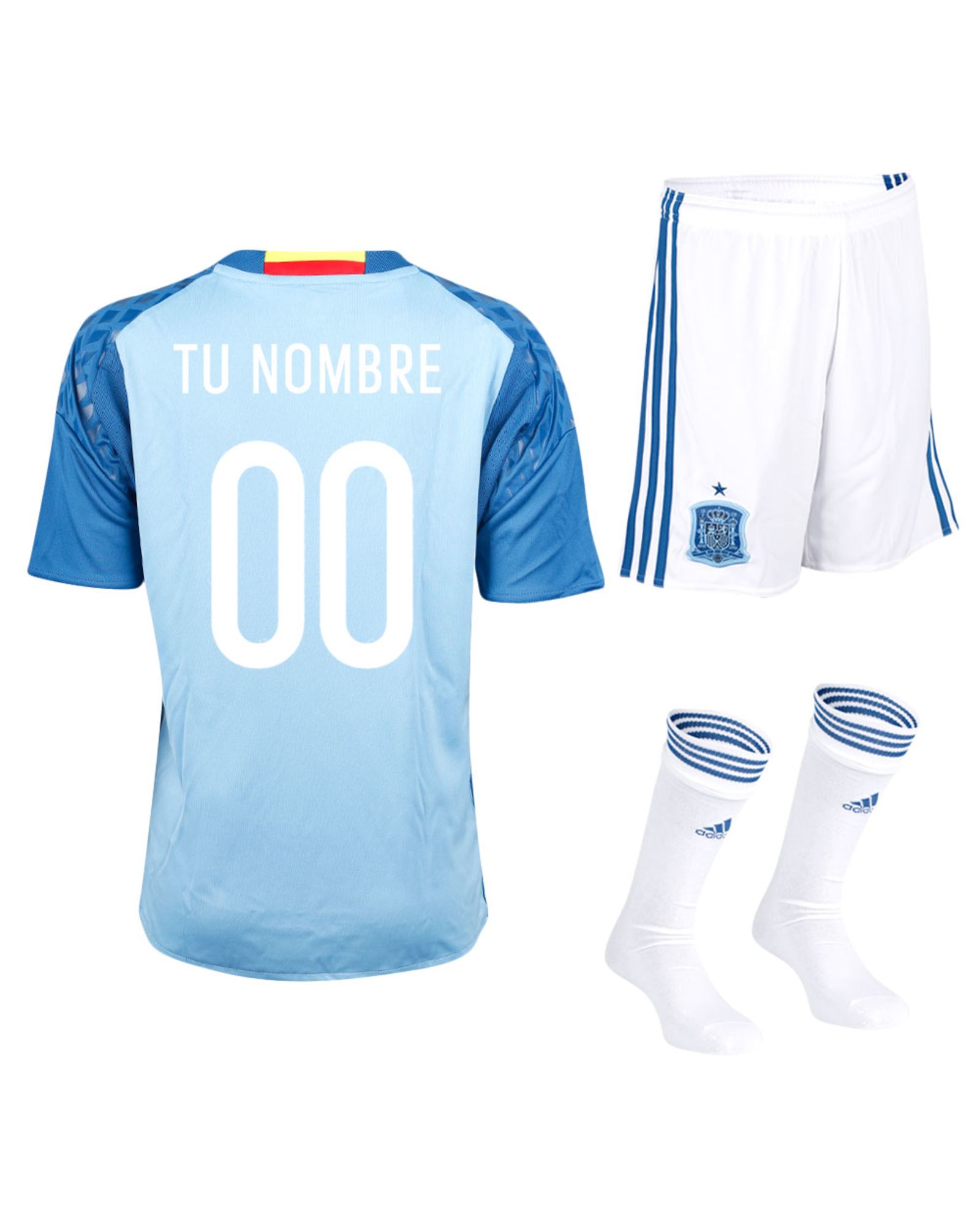 Conjunto 1ª España Eurocopa 2016 Personalizado Portero Junior Azul - Fútbol Factory