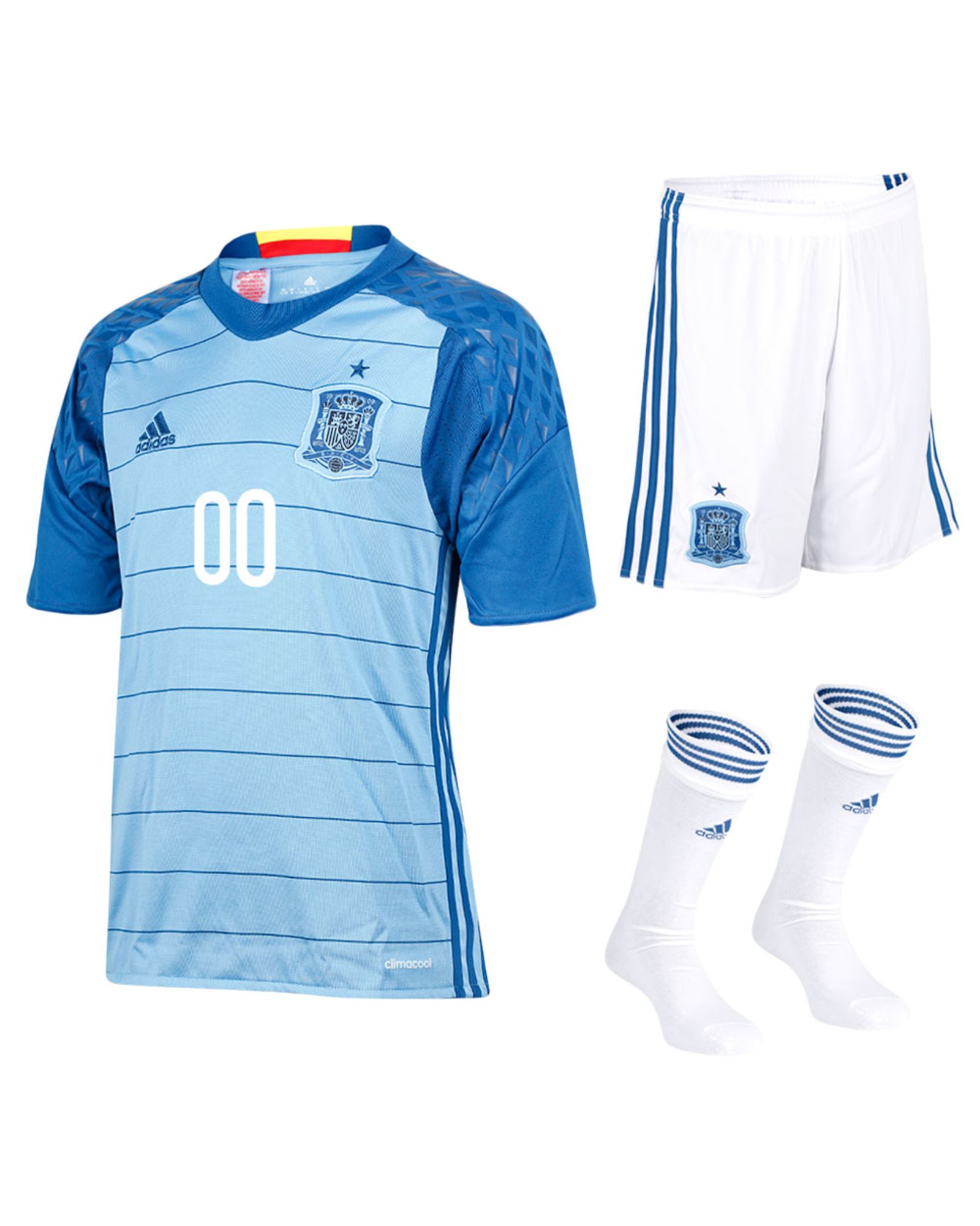 Conjunto 1ª España Eurocopa 2016 Personalizado Portero Junior Azul - Fútbol Factory