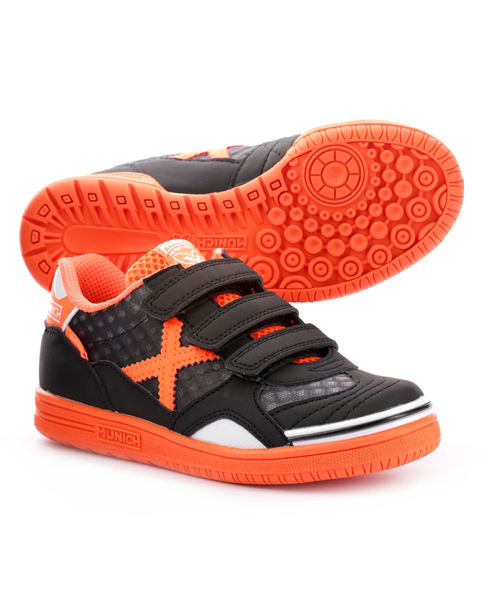 Zapatillas de Fútbol Sala G-3.5 Kid IN Velcro Junior Negro Naranja - Fútbol Factory