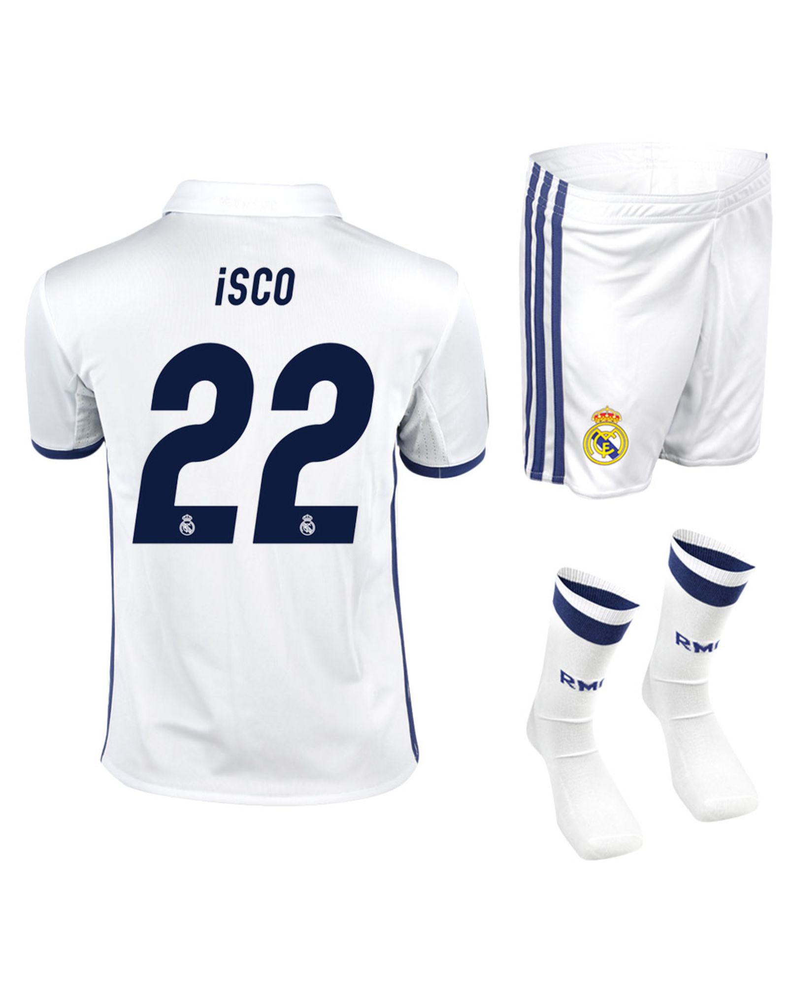 Conjunto 1ª Real Madrid 2016/2017 Isco SMU Junior - Fútbol Factory