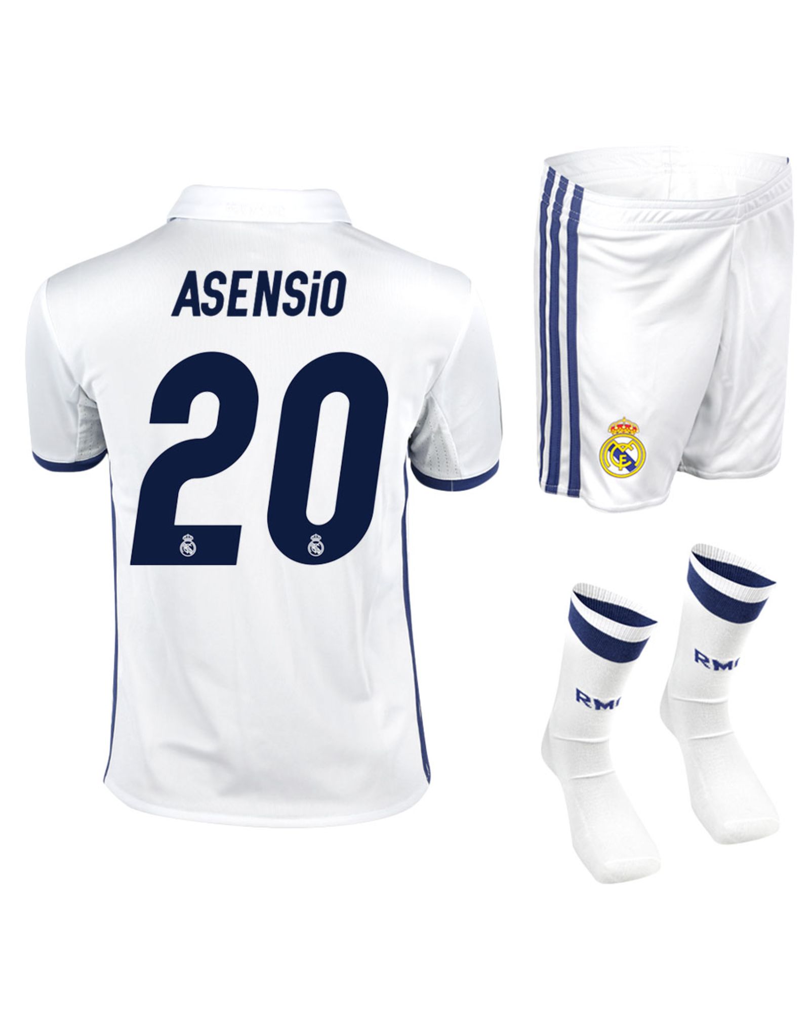 Conjunto 1ª Real Madrid 2016/2017 Asensio SMU Junior - Fútbol Factory