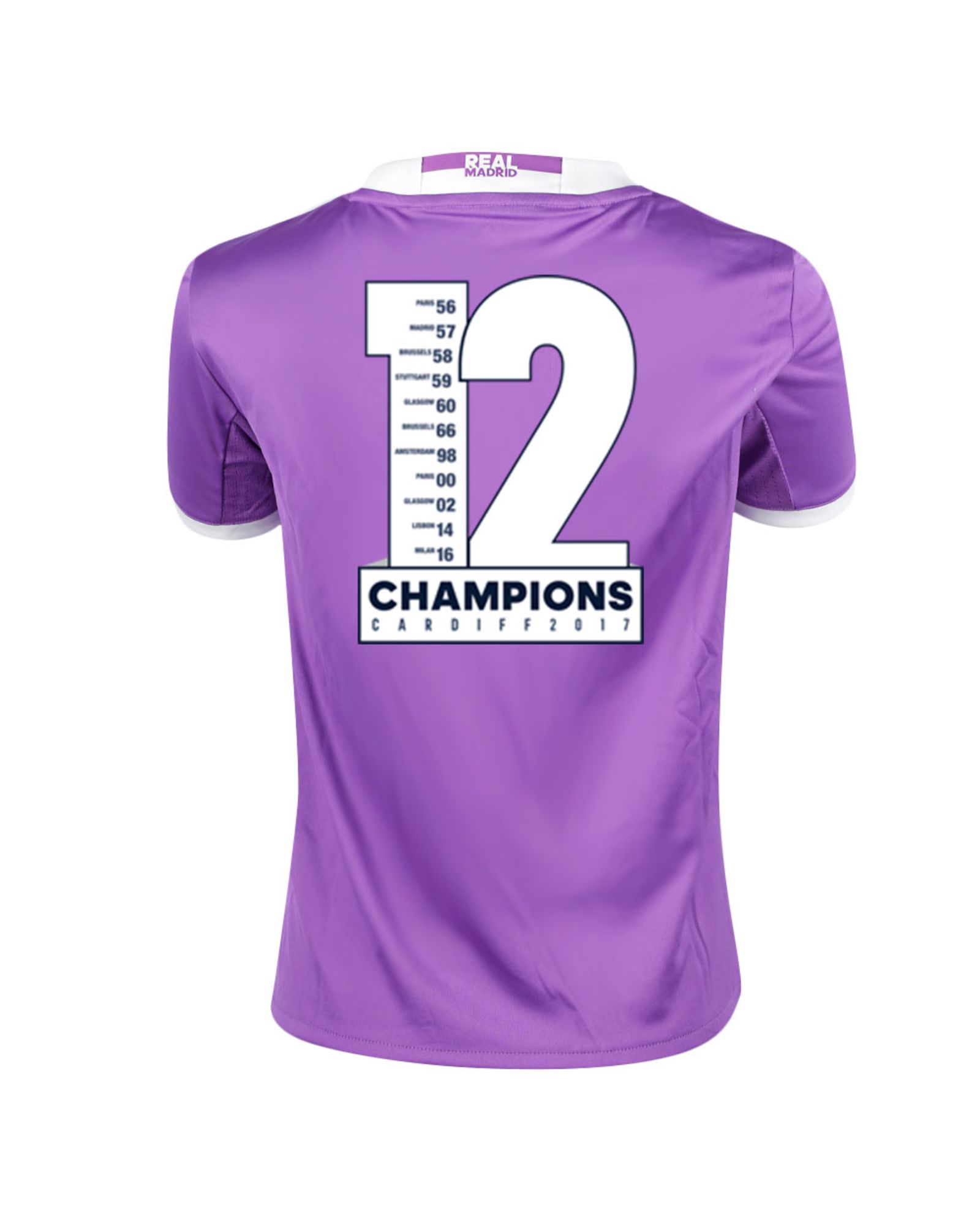 Camiseta 2ª Real Madrid 2016/2017 12 Champions Junior Morado - Fútbol Factory