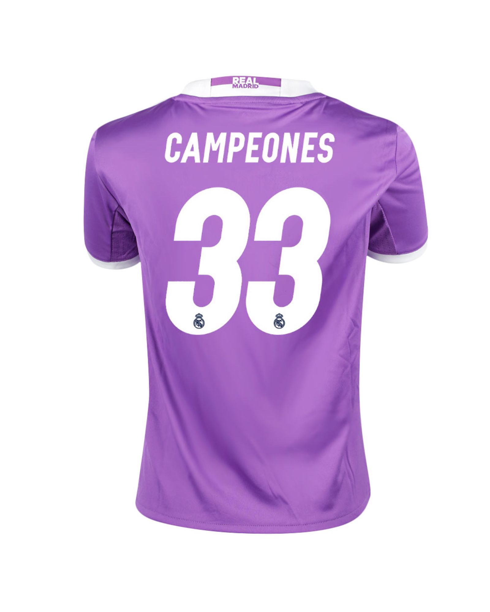 Camiseta 2ª Real Madrid 2016/2017 Campeones Junior Morado - Fútbol Factory