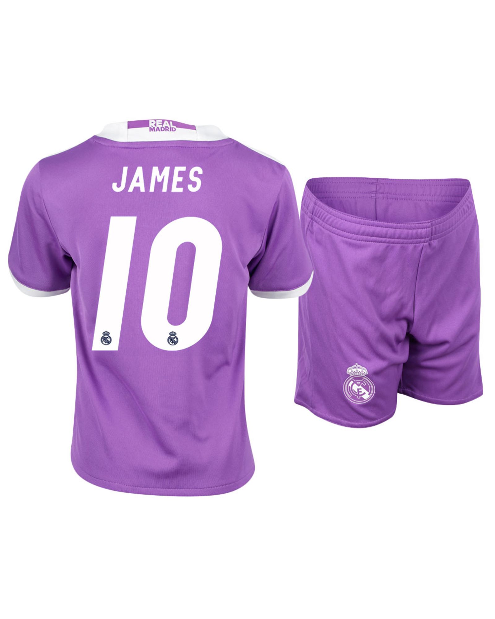 Conjunto 2ª Real Madrid 2016/2017 James Junior Morado - Fútbol Factory