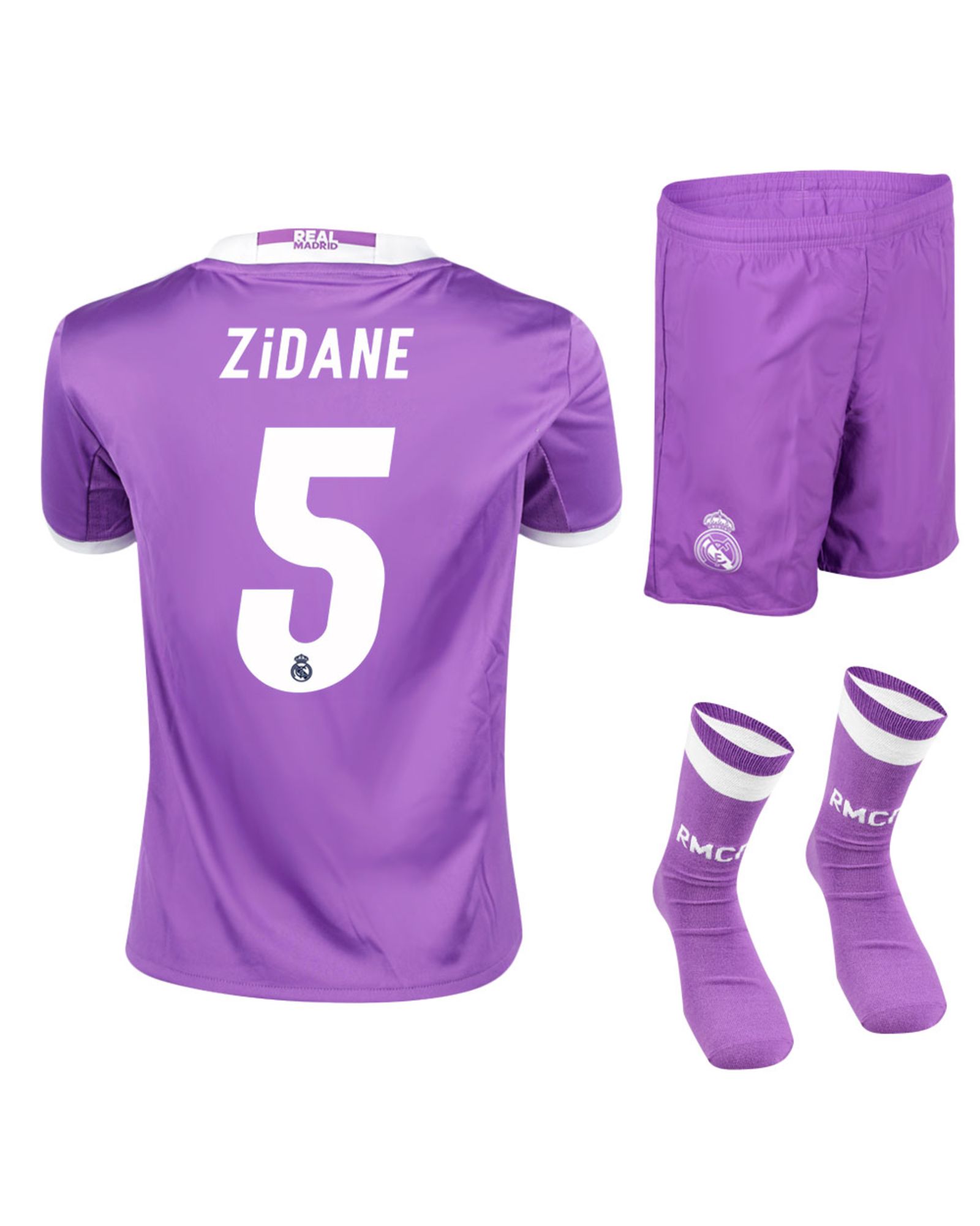 Conjunto 2ª Real Madrid 2016/2017 Zidane SMU Junior Morado - Fútbol Factory