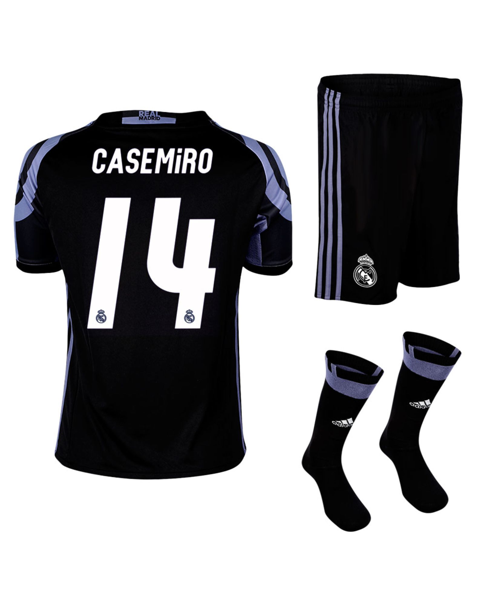 Conjunto 3ª Real Madrid 2016/2017 Casemiro UCL Junior Negro - Fútbol Factory