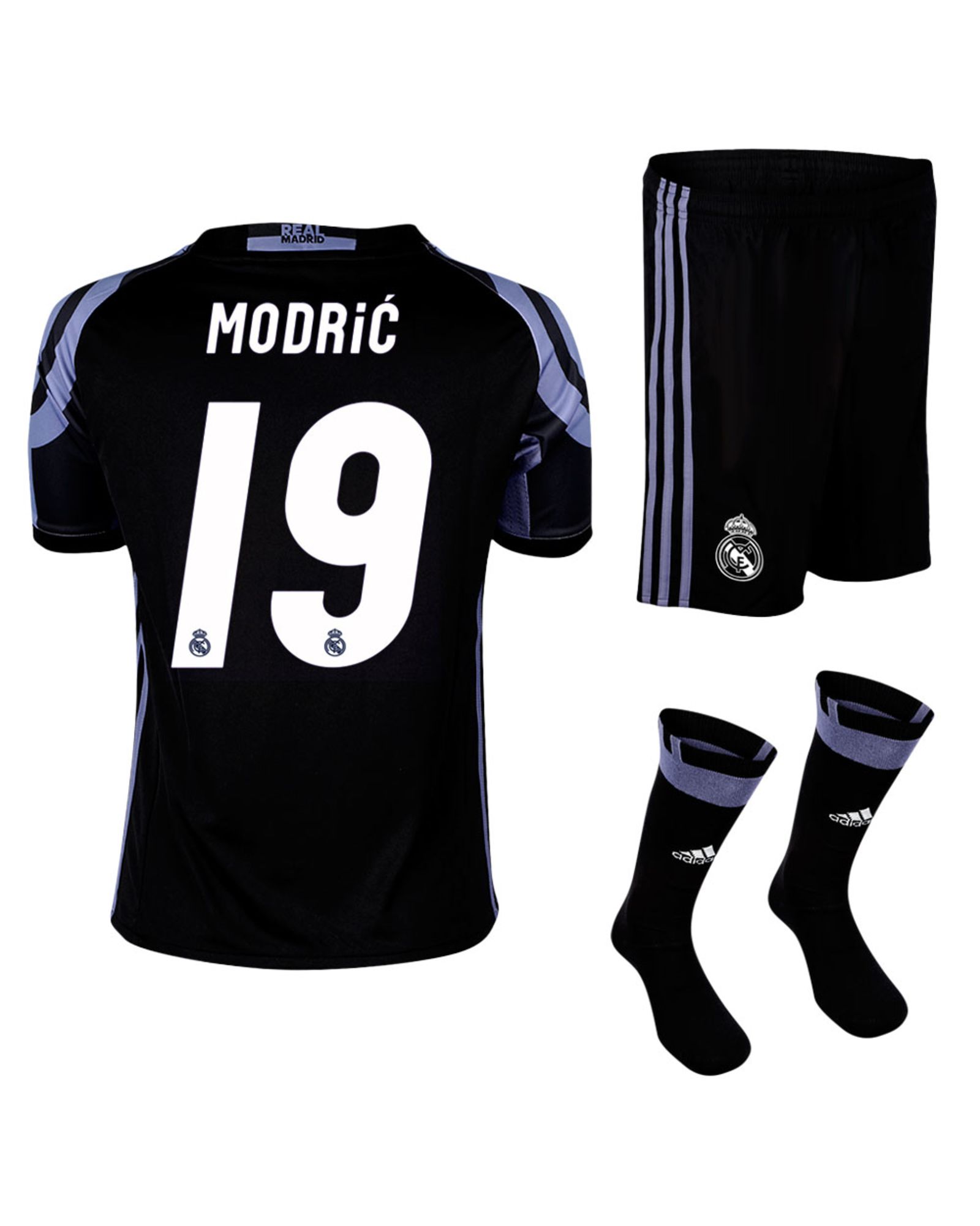 Conjunto 3ª Real Madrid 2016/2017 Modric UCL Junior Negro - Fútbol Factory