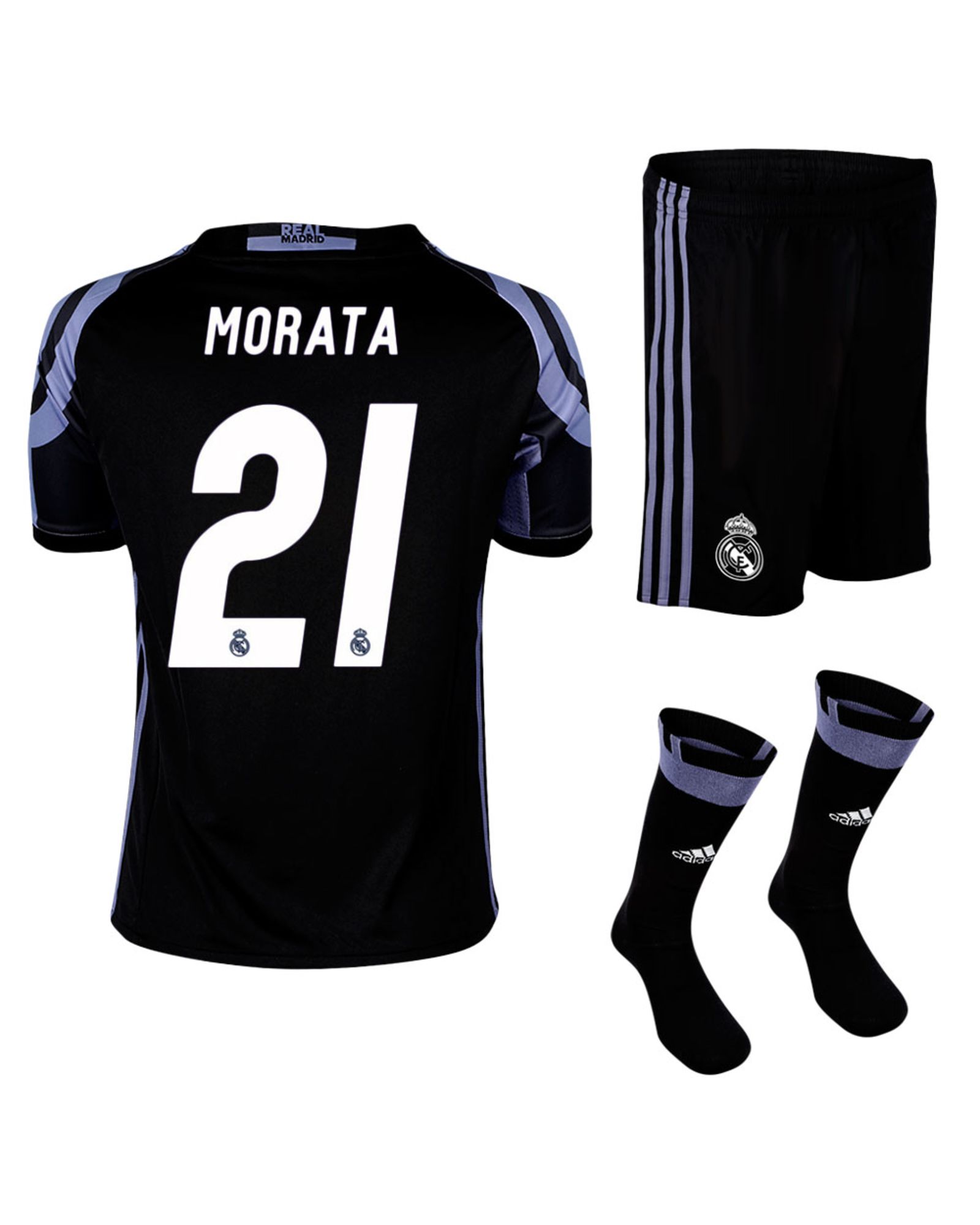 Conjunto 3ª Real Madrid 2016/2017 Morata UCL Junior Negro - Fútbol Factory