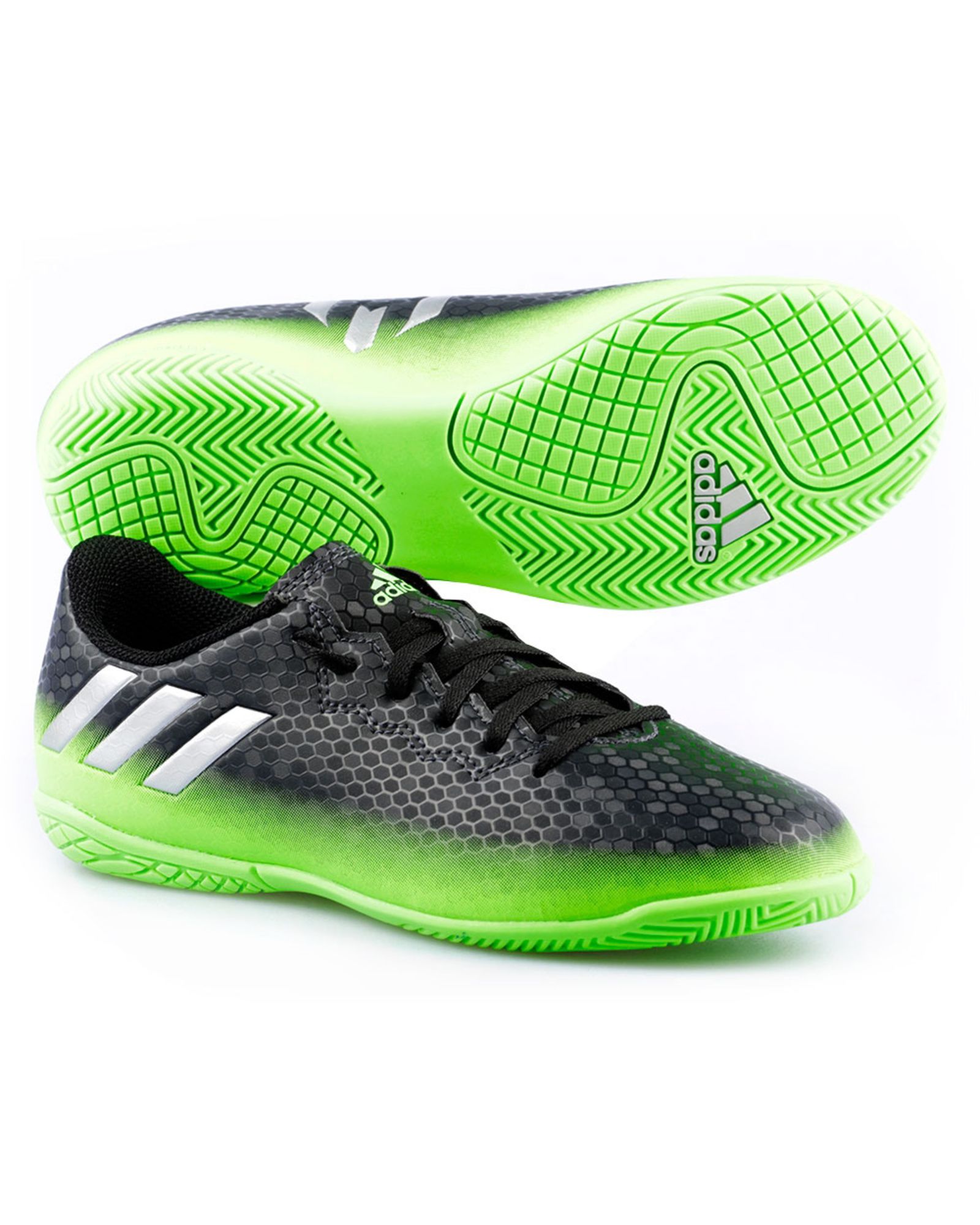 Zapatillas de Fútbol Sala Messi 16.4 IN Junior Negro Verde - Fútbol Factory