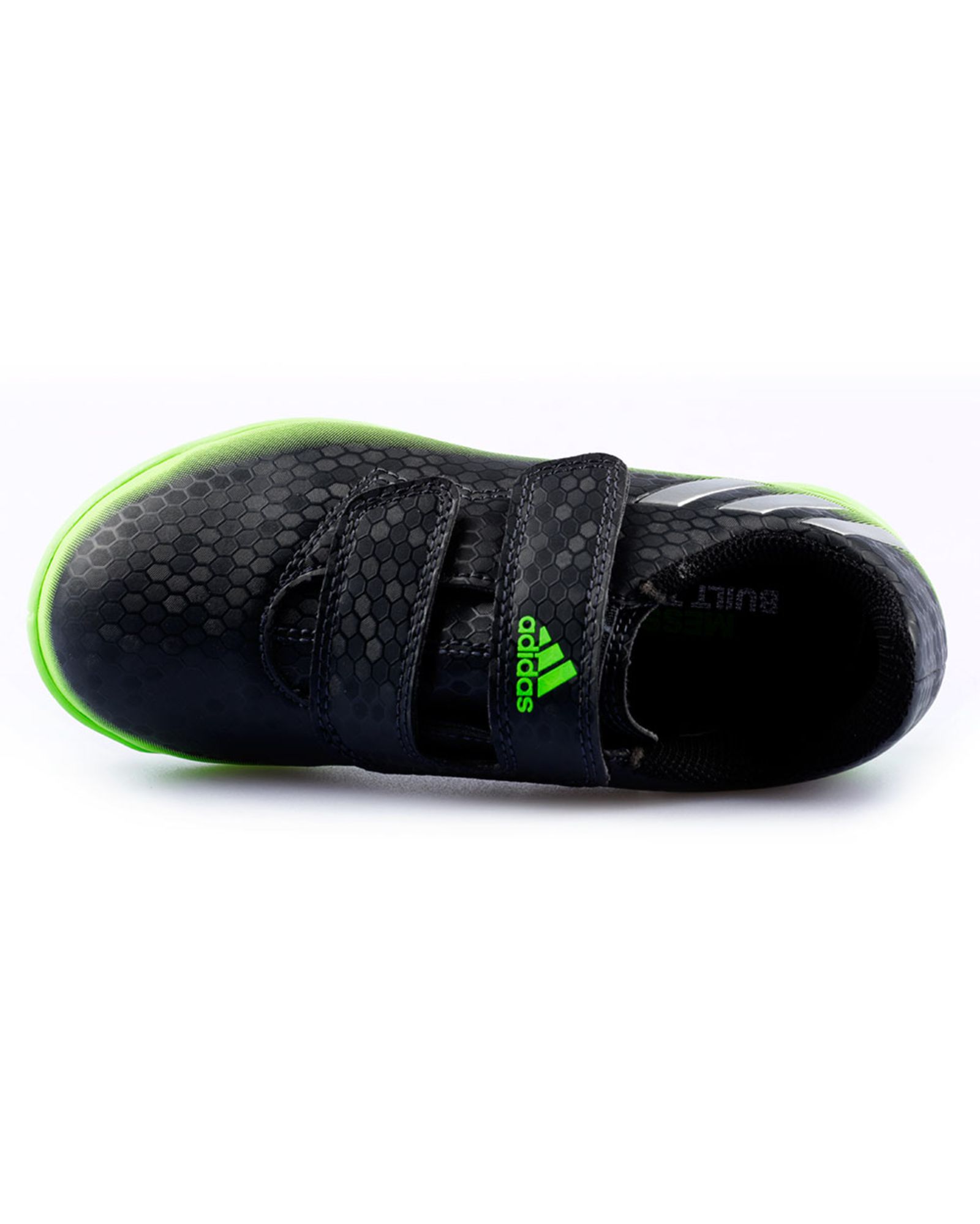 Zapatillas de Fútbol Sala Messi 16.4 IN VELCRO Junior Negro Verde - Fútbol Factory