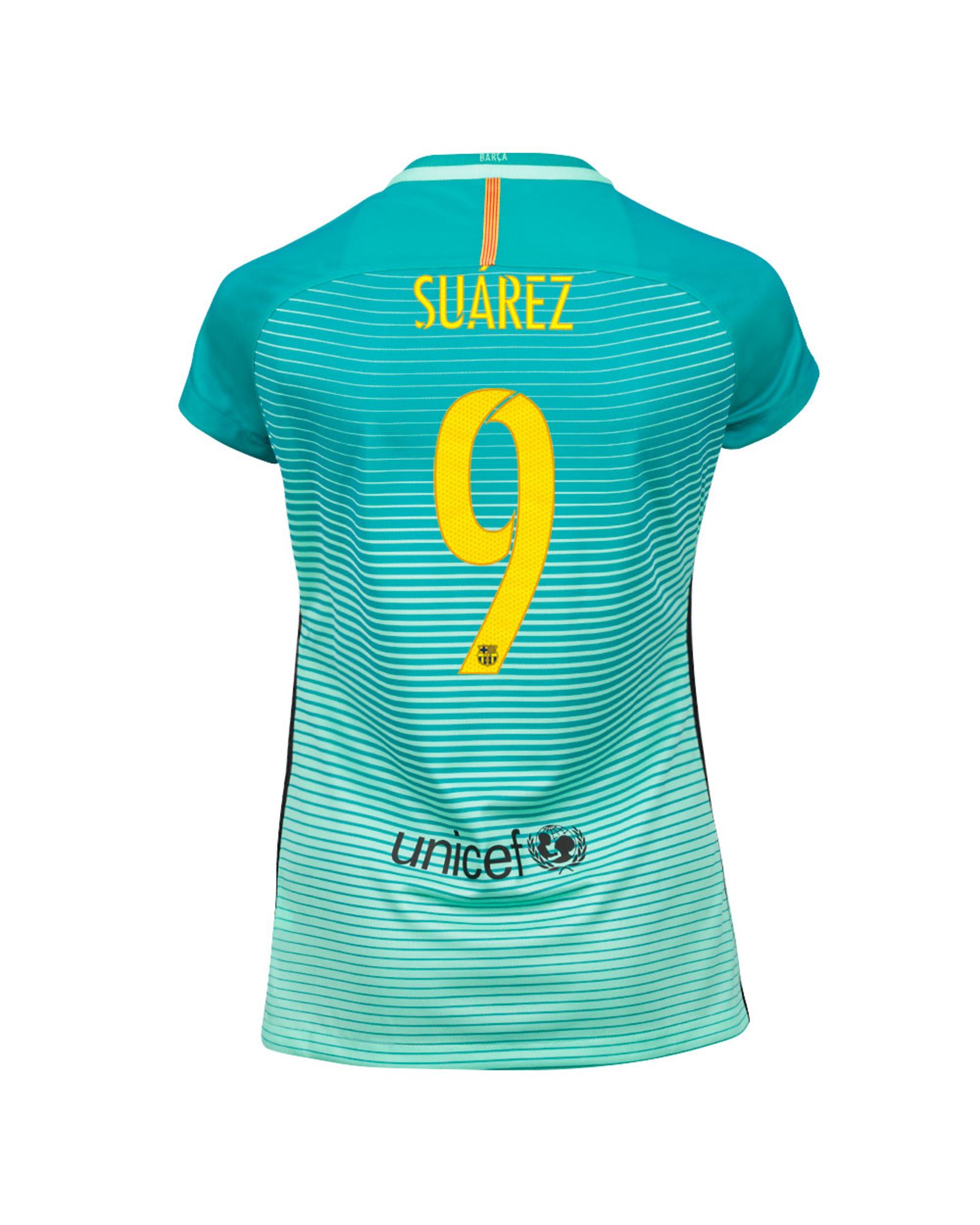 Camiseta 3ª FC Barcelona 2016/2017 Suárez UCL Stadium Mujer Verde - Fútbol Factory