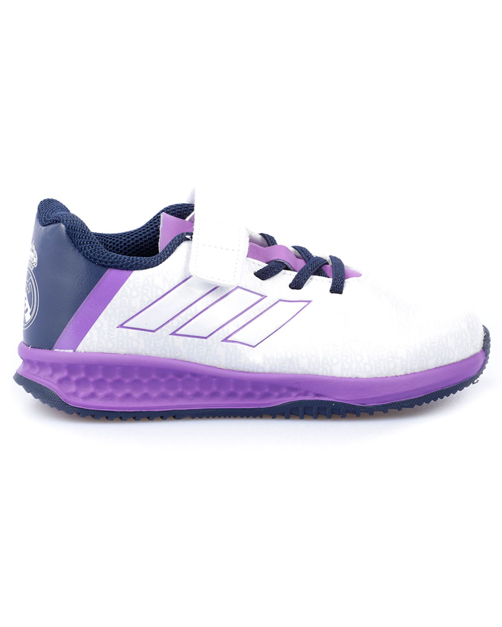 Zapatillas Real Madrid TF Bebé Blanco Morado - Fútbol Factory