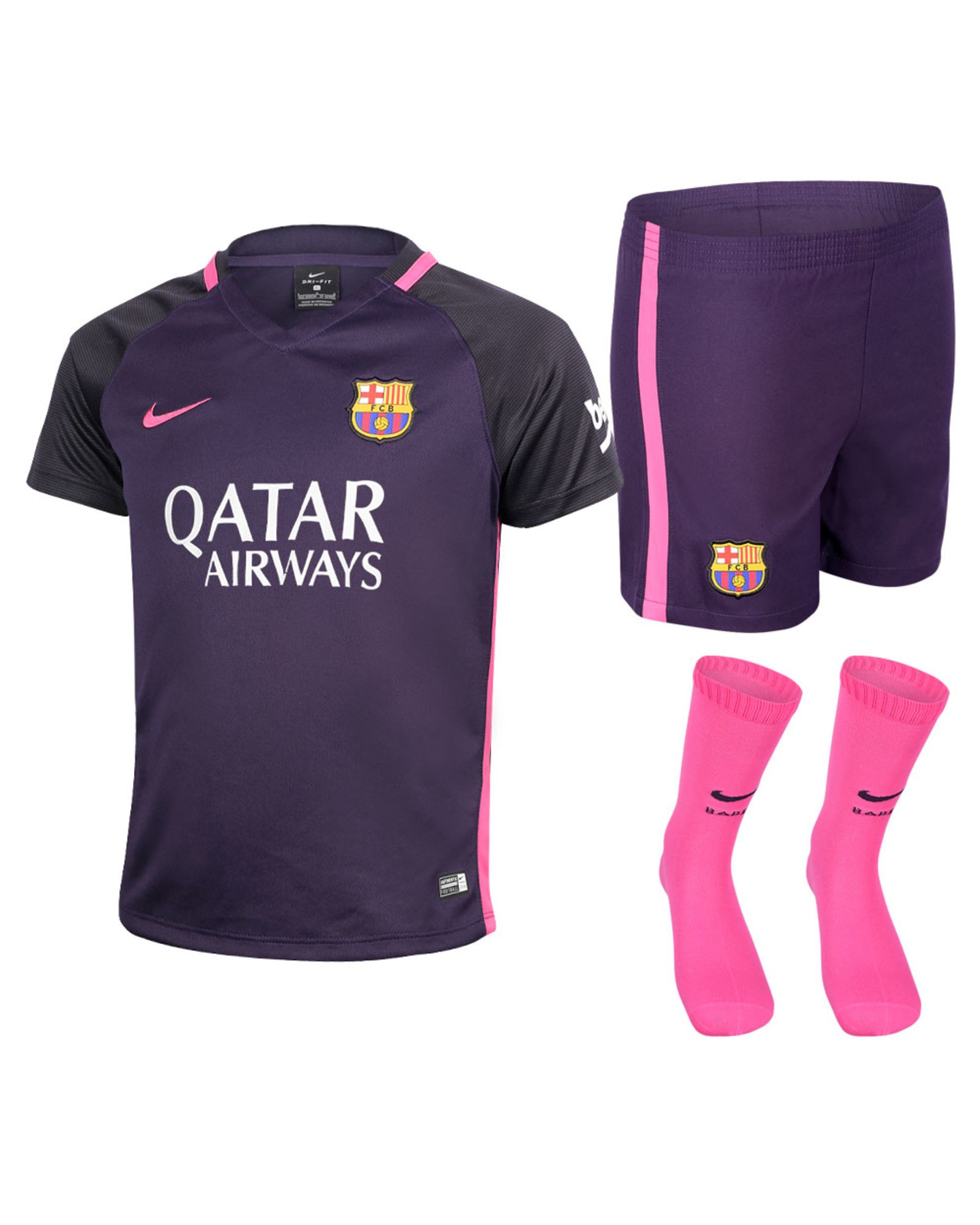 Conjunto 2ª FC Barcelona 2016/2017 Infantil Morado - Fútbol Factory