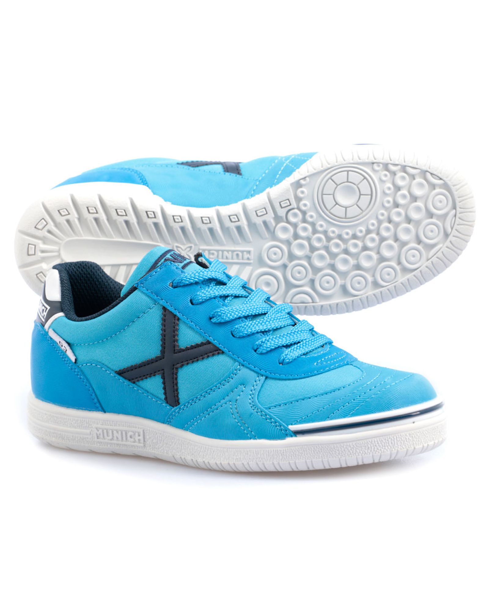 Zapatillas futsal Munich Gresca grises, azul celeste