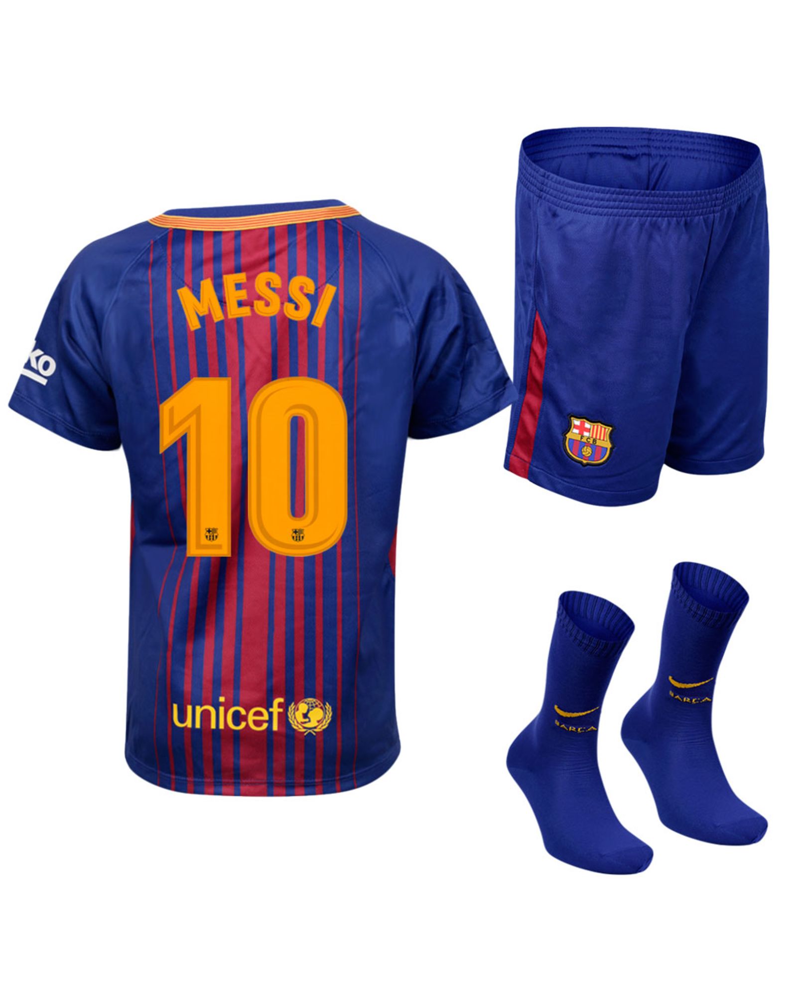 Conjunto 1ª FC Barcelona 2017/2018 Messi Infantil - Fútbol Factory