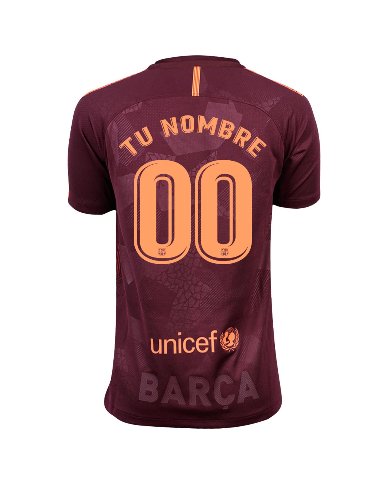 Camiseta 3ª FC Barcelona 2017/2018 Personalizado Junior Granate - Fútbol Factory