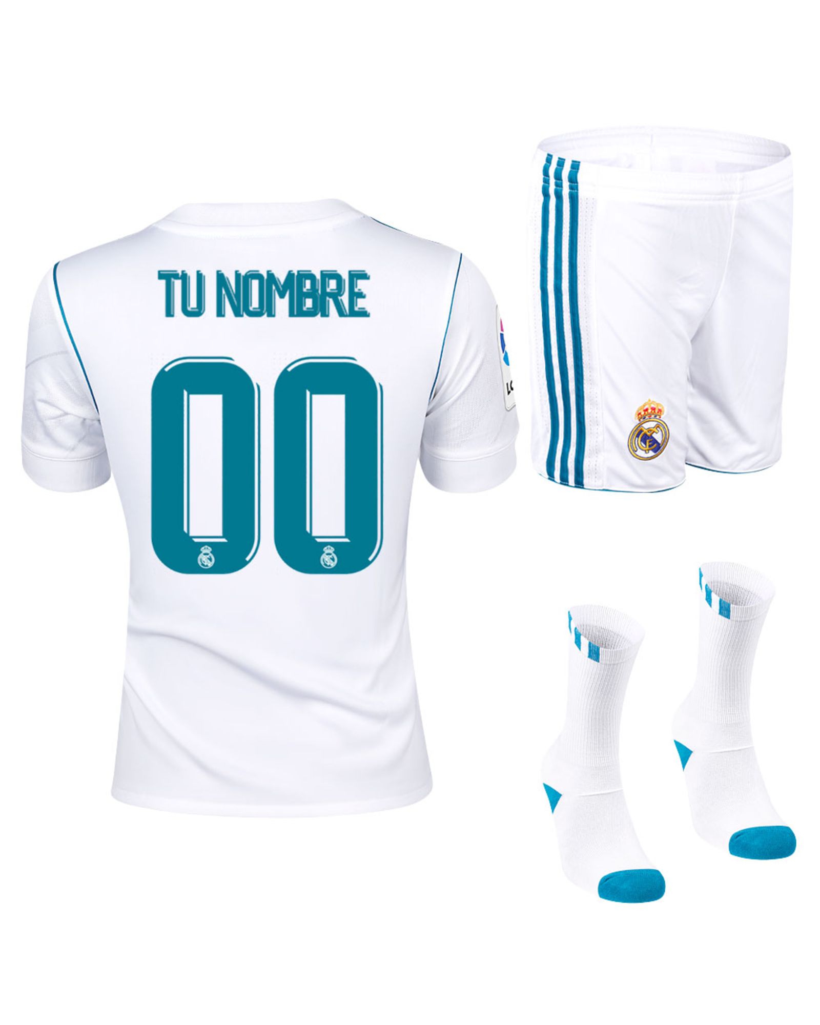 Conjunto 1ª Real Madrid 2017/2018 Personalizado Junior - Fútbol Factory