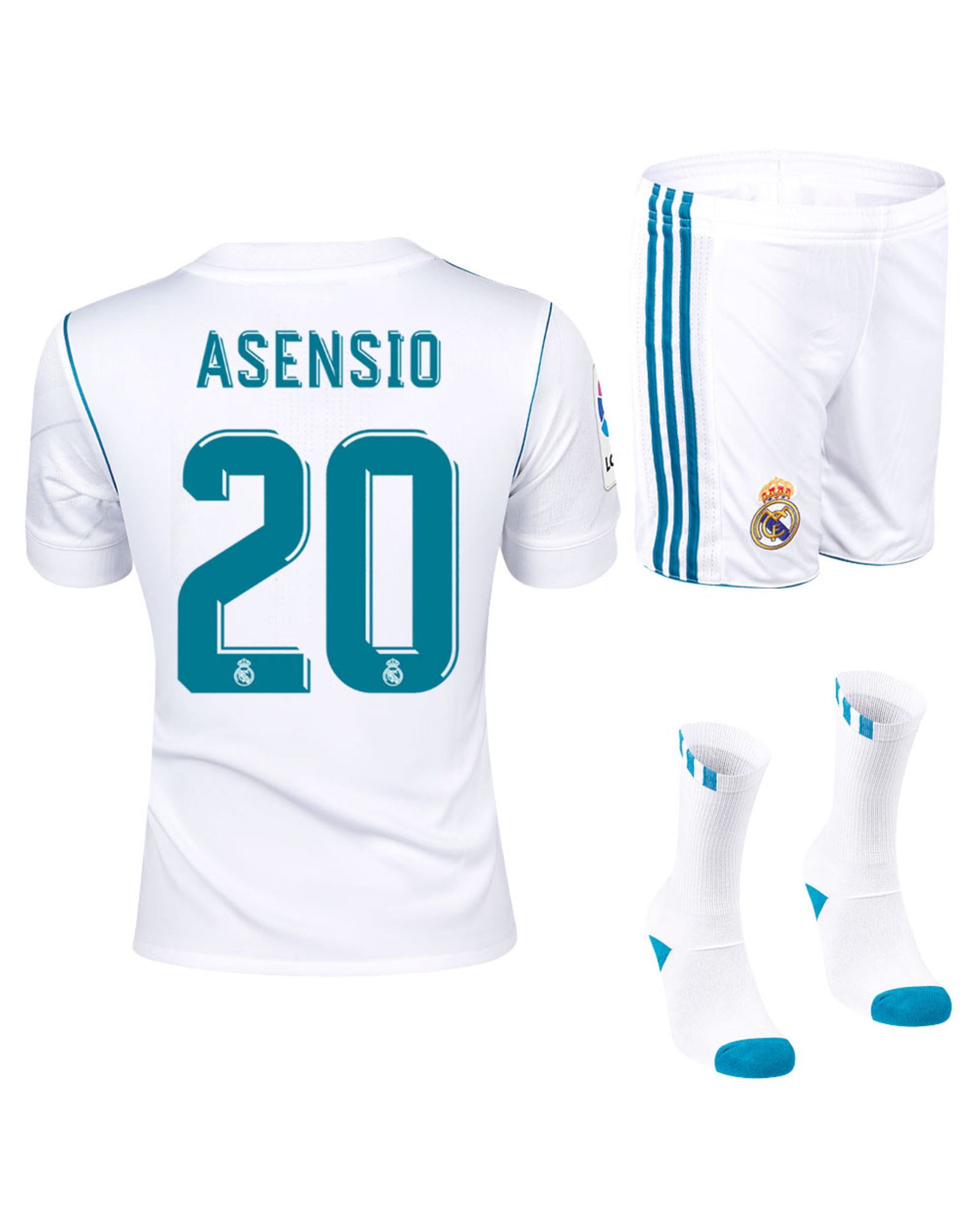 Conjunto 1ª Real Madrid 2017/2018 Asensio Junior - Fútbol Factory