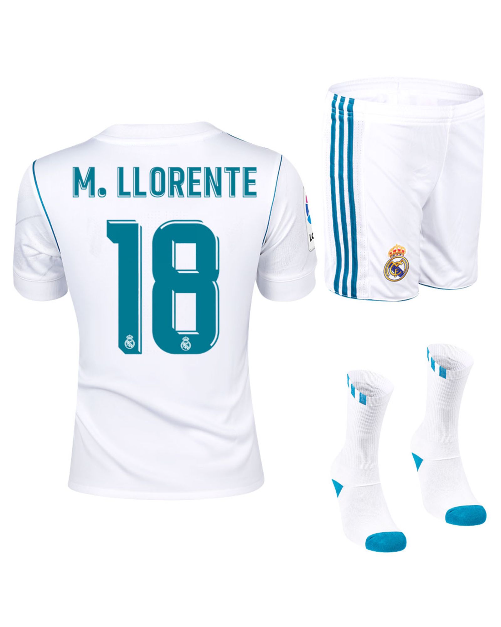 Conjunto 1ª Real Madrid 2017/2018 Llorente Junior - Fútbol Factory