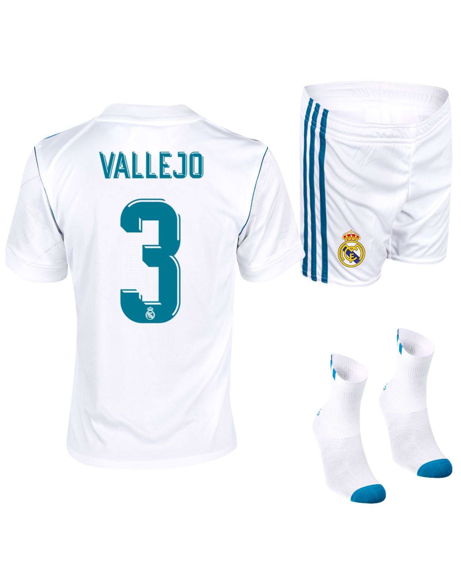 Conjunto 1ª Real Madrid 2017/2018 Vallejo Infantil - Fútbol Factory