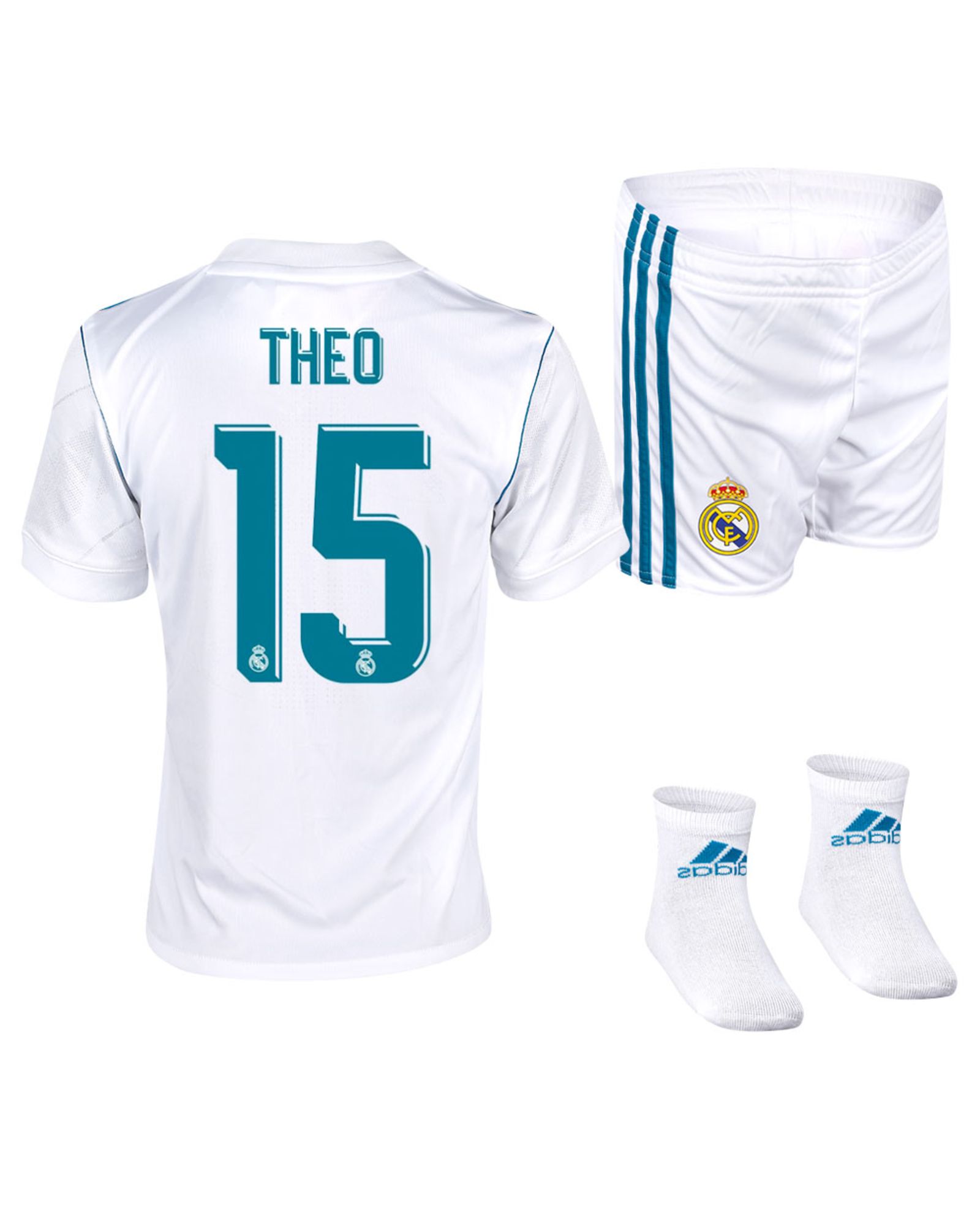 Conjunto 1ª Real Madrid 2017/2018 Theo Bebé - Fútbol Factory