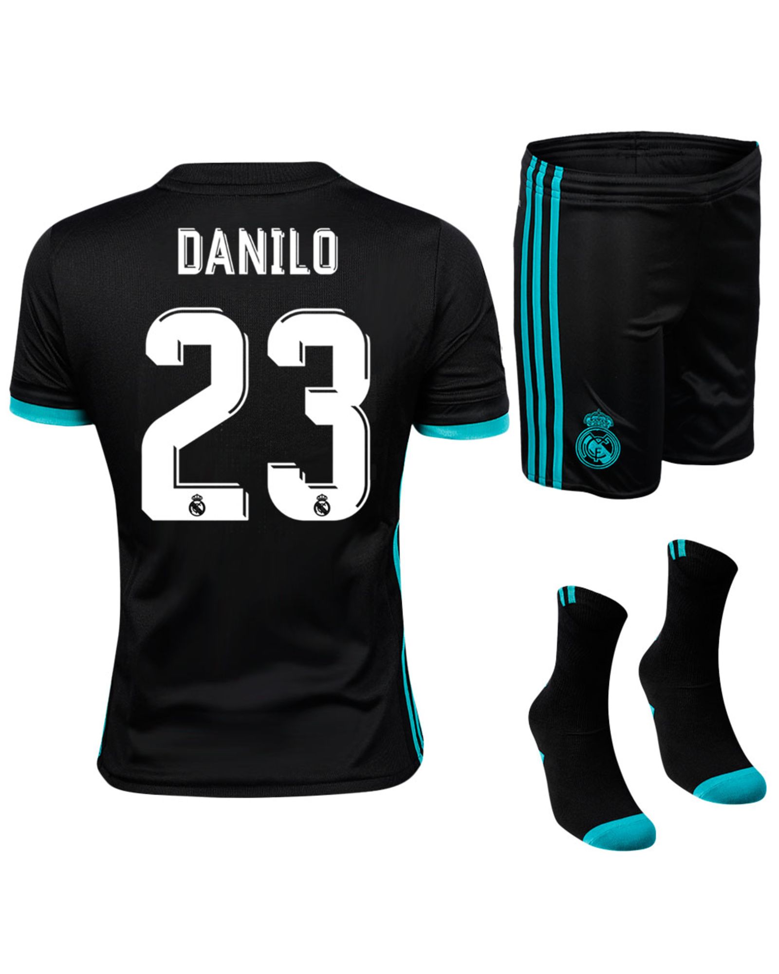 Conjunto 2ª Real Madrid 2017/2018 Danilo Junior Negro - Fútbol Factory