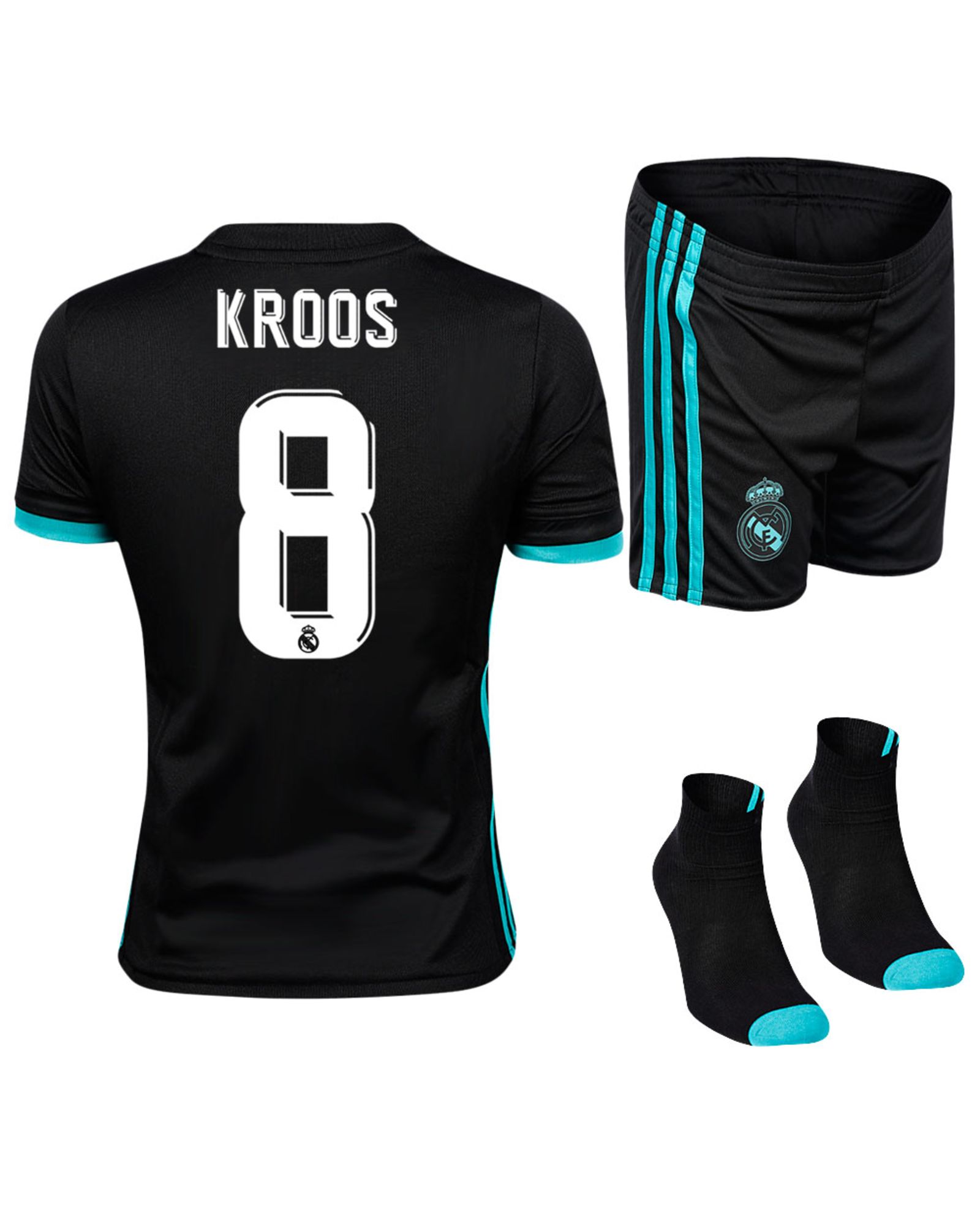 Conjunto 2ª Real Madrid 2017/2018 Kroos Infantil Negro - Fútbol Factory