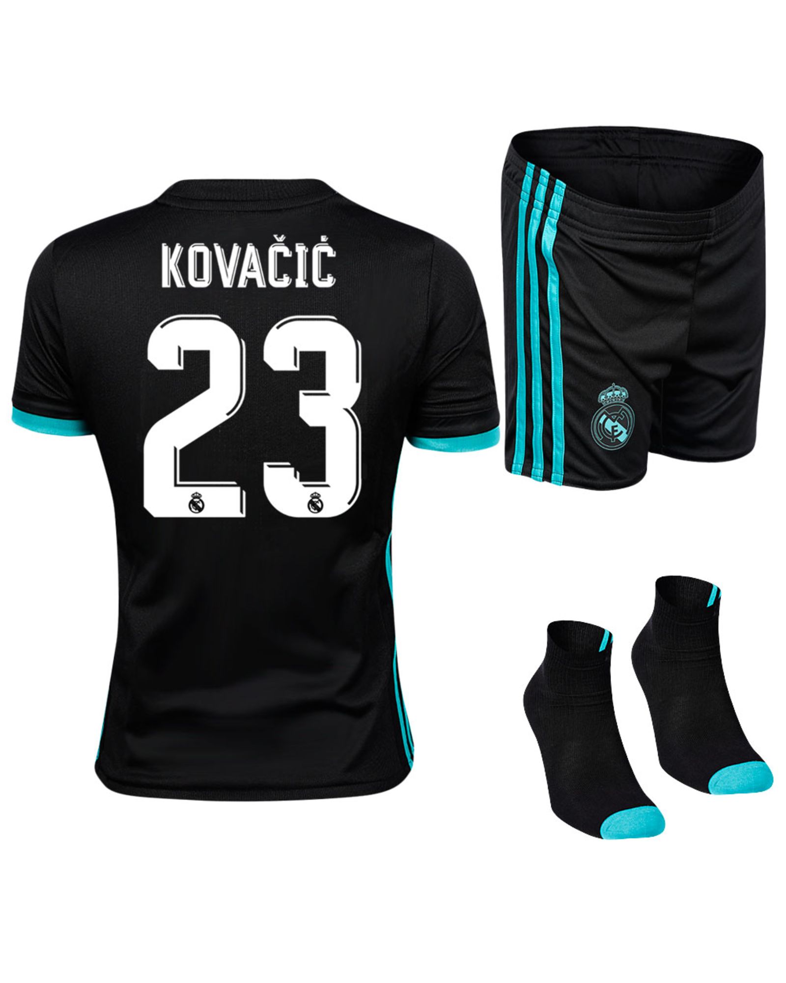 Conjunto 2ª Real Madrid 2017/2018 Kovacic Infantil Negro - Fútbol Factory