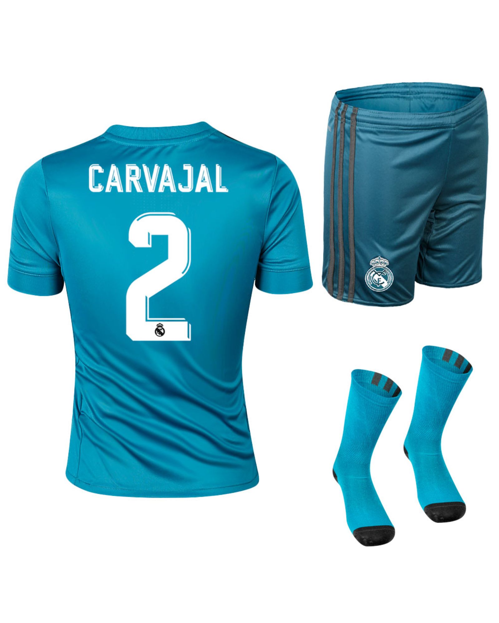 Conjunto 3ª Real Madrid 2017/2018 Carvajal Junior Azul - Fútbol Factory