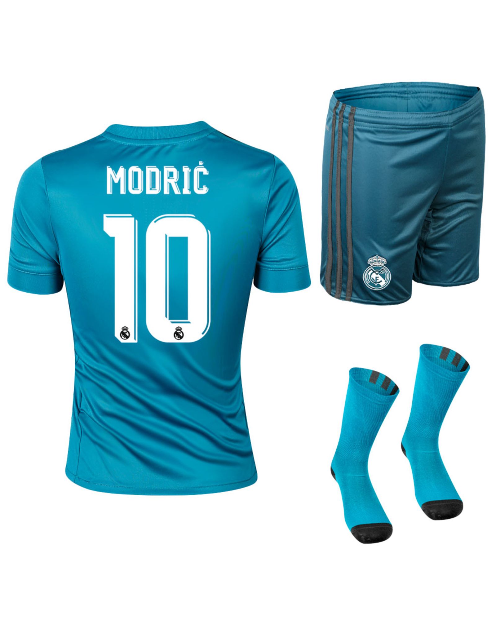 Conjunto 3ª Real Madrid 2017/2018 Modric Junior Azul - Fútbol Factory