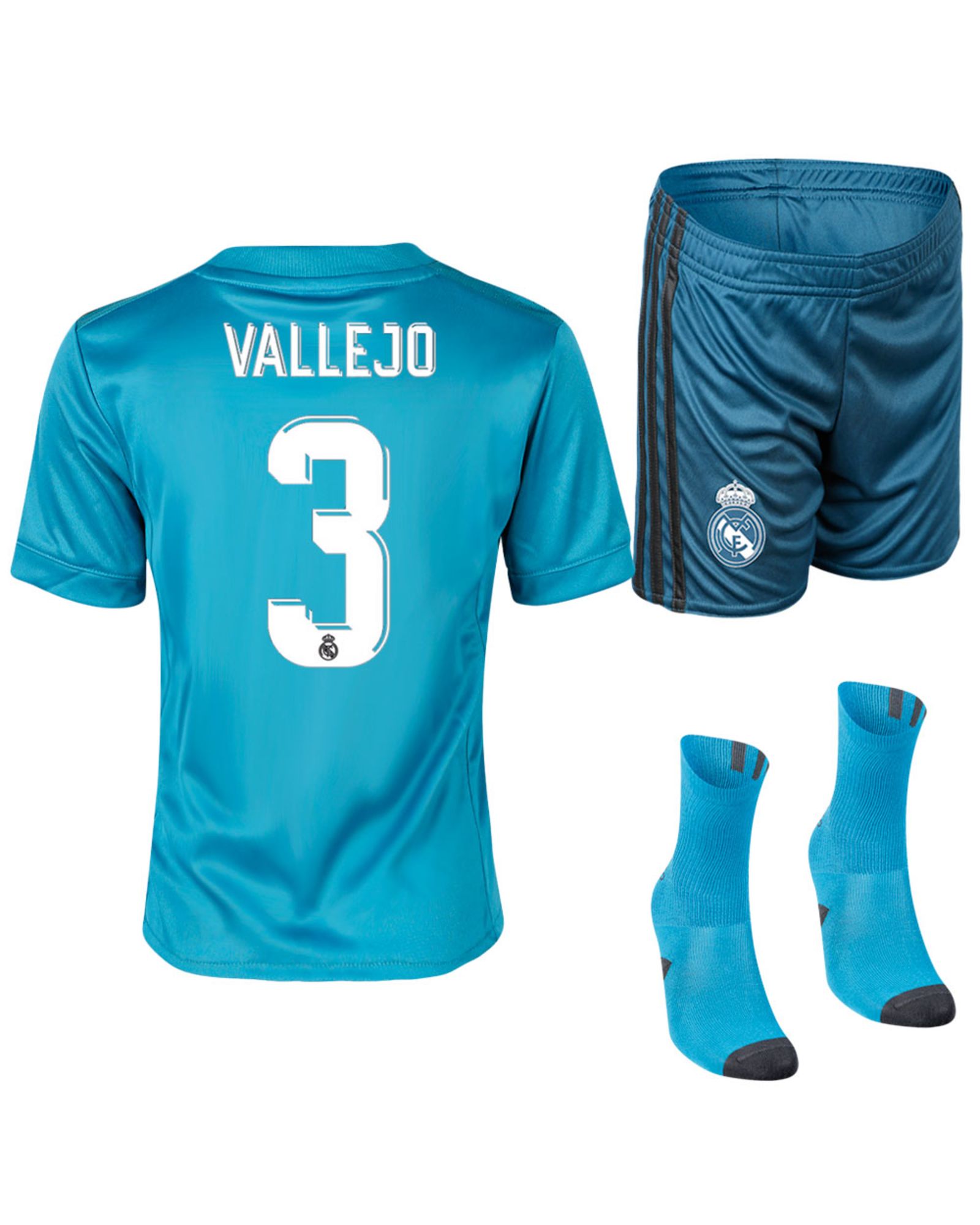 Conjunto 3ª Real Madrid 2017/2018 Vallejo Infantil Azul - Fútbol Factory