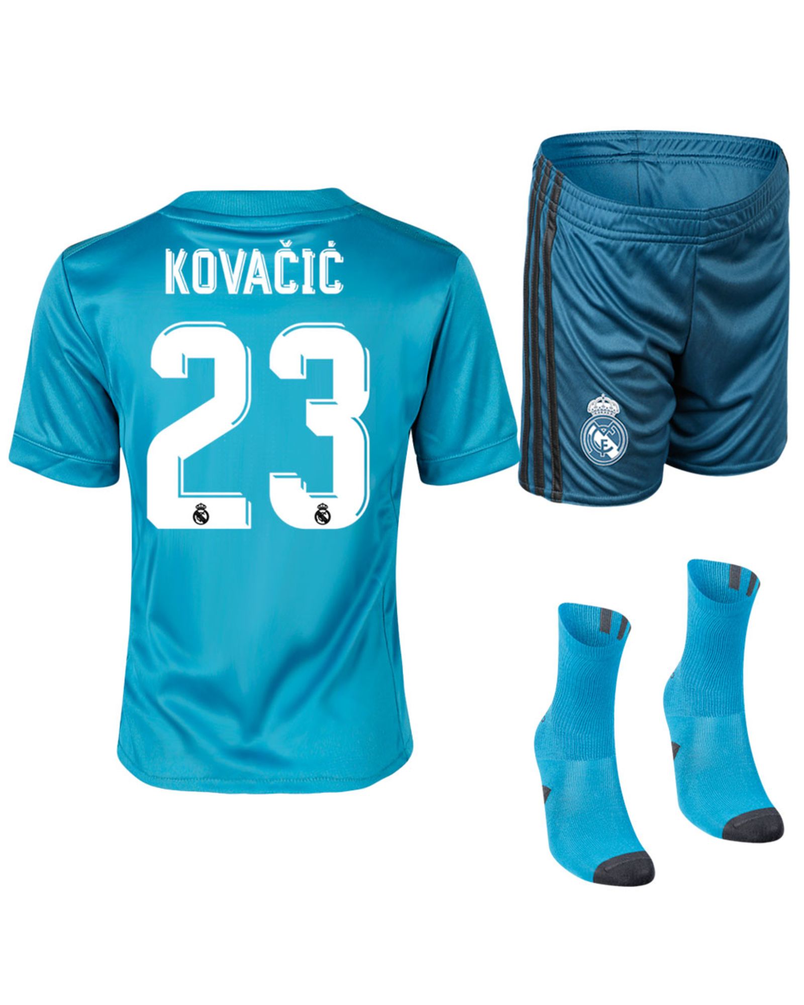 Conjunto 3ª Real Madrid 2017/2018 Kovacic Infantil Azul - Fútbol Factory