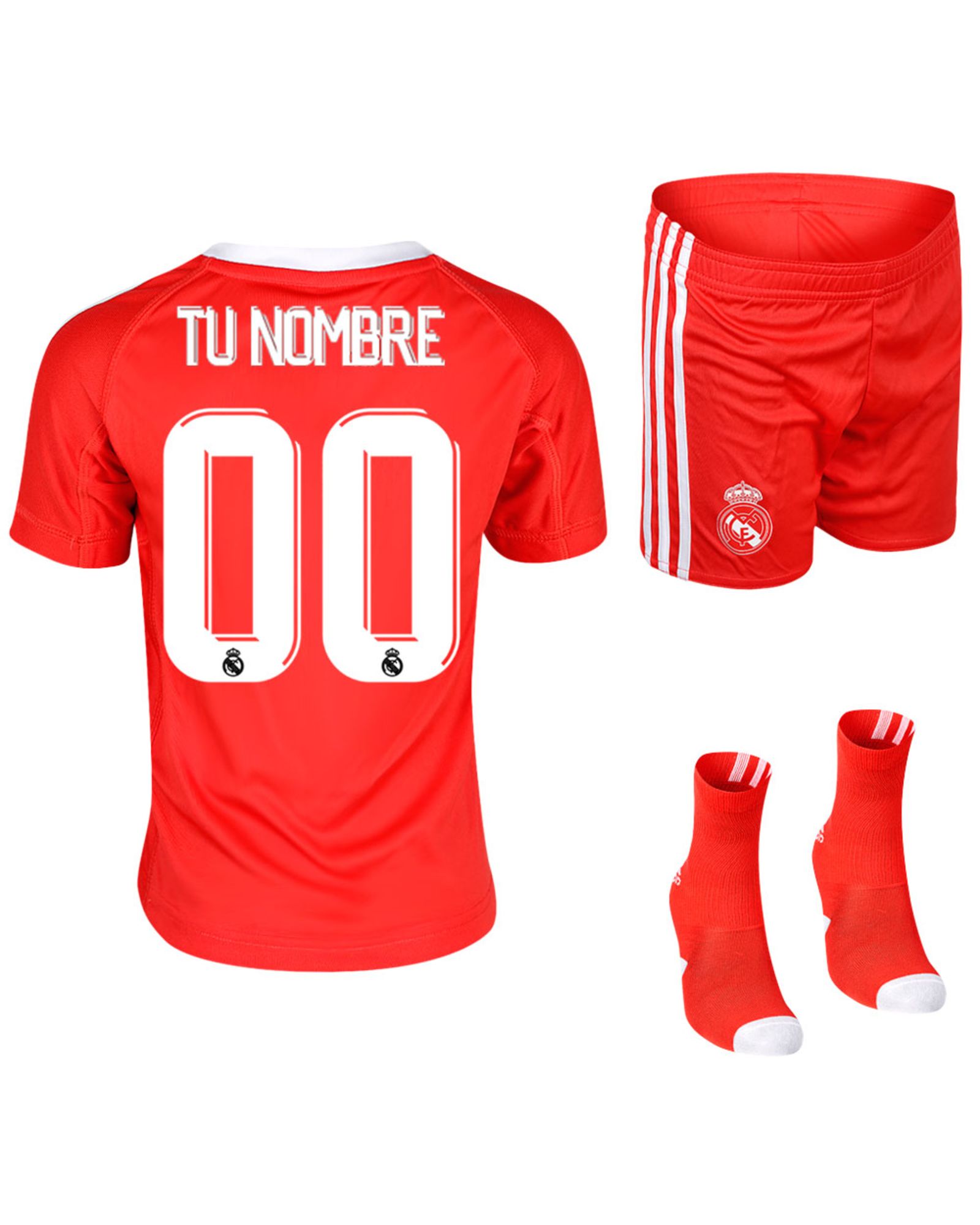 Conjunto 2ª Real Madrid 2017/2018 Personalizado Portero Junior Rojo - Fútbol Factory