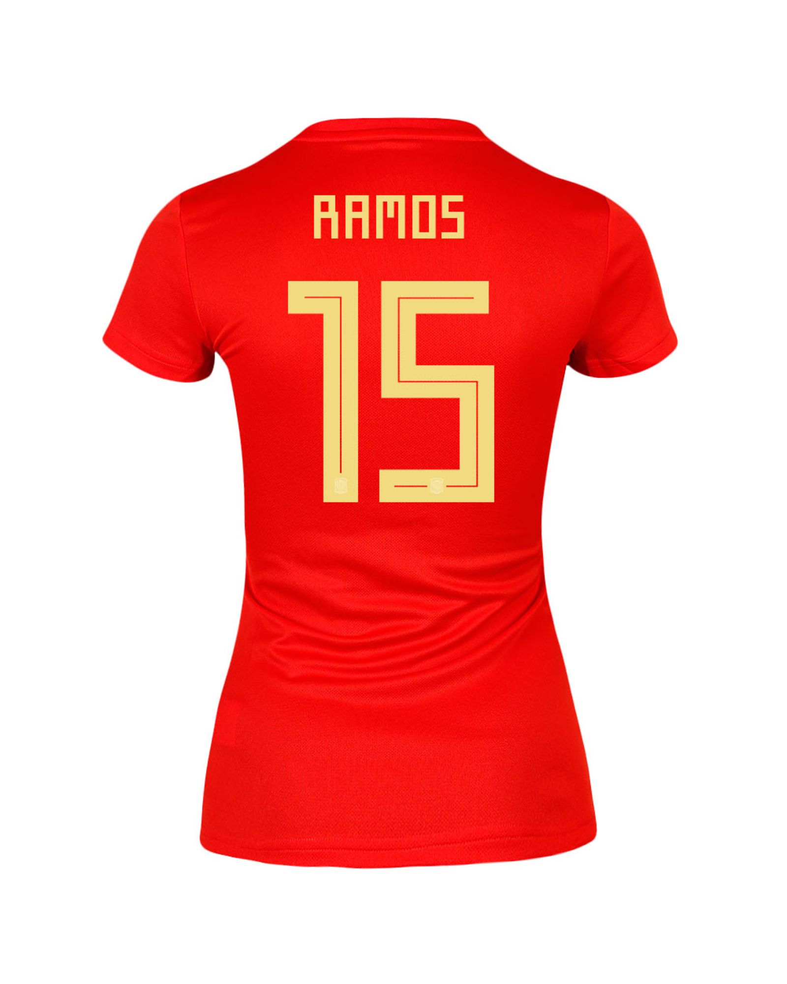 Camiseta 1ª España Mundial 2018 Sergio Ramos Mujer Rojo - Fútbol Factory