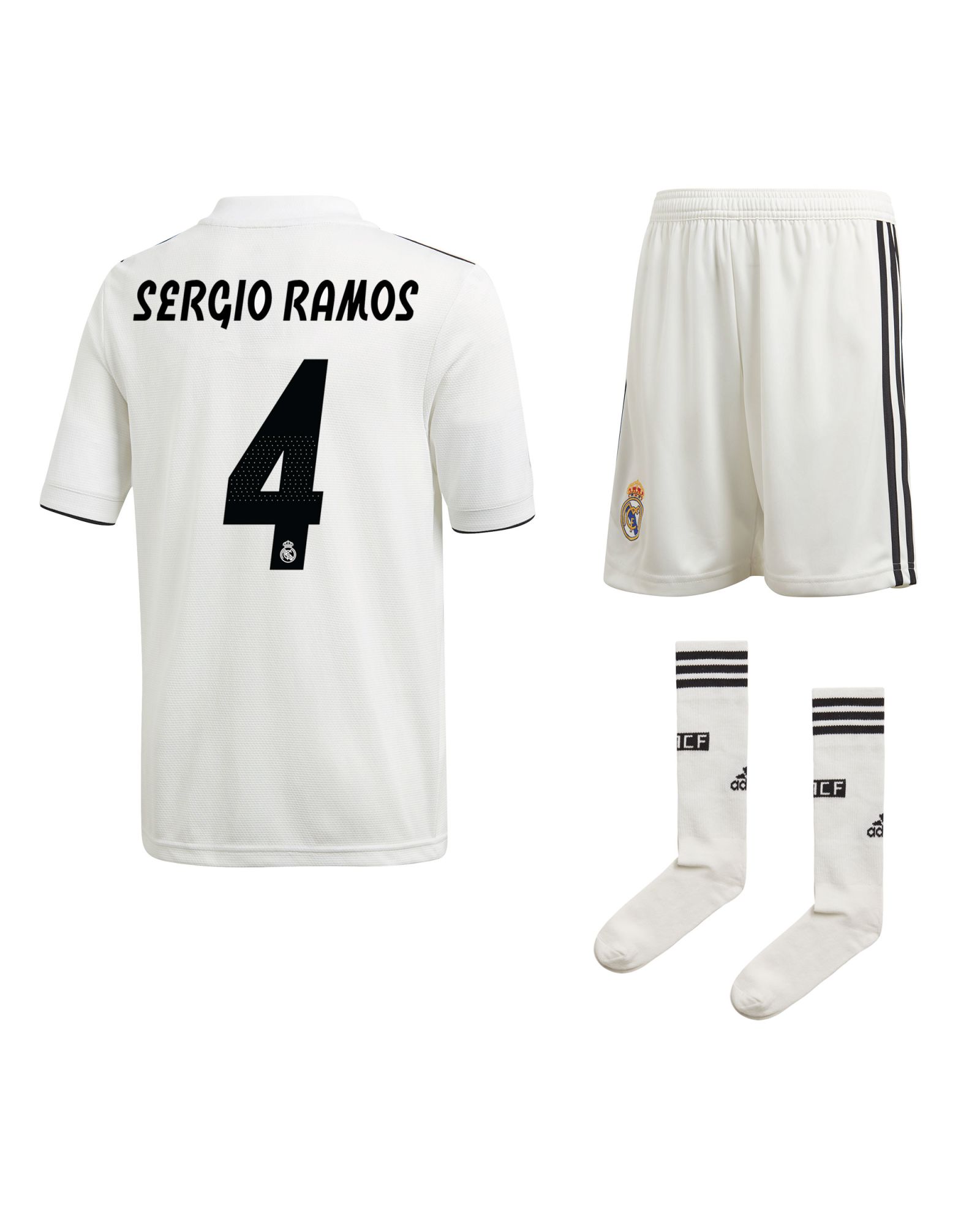 Conjunto 1ª Real Madrid 2018/2019 Sergio Ramos LaLiga Junior - Fútbol Factory