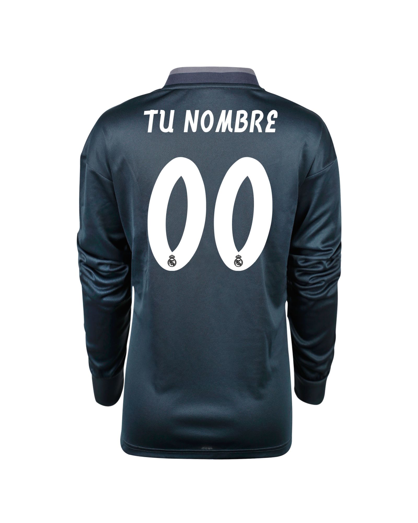 Camiseta 2ª Real Madrid 2018/2019 Personalizado Manga Larga Junior Gris - Fútbol Factory