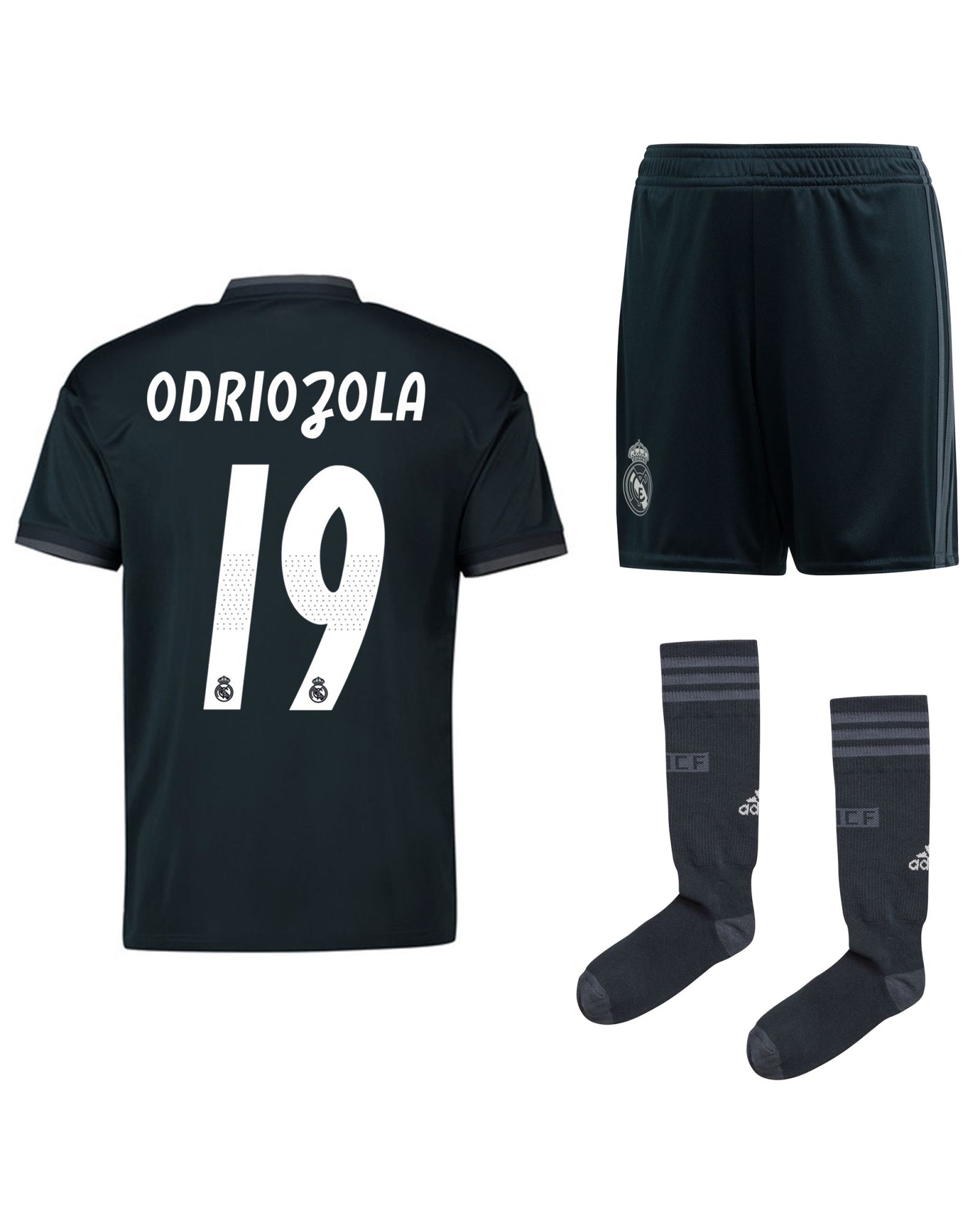 Conjunto 2ª Real Madrid 2018/2019 Odriozola Junior Gris - Fútbol Factory