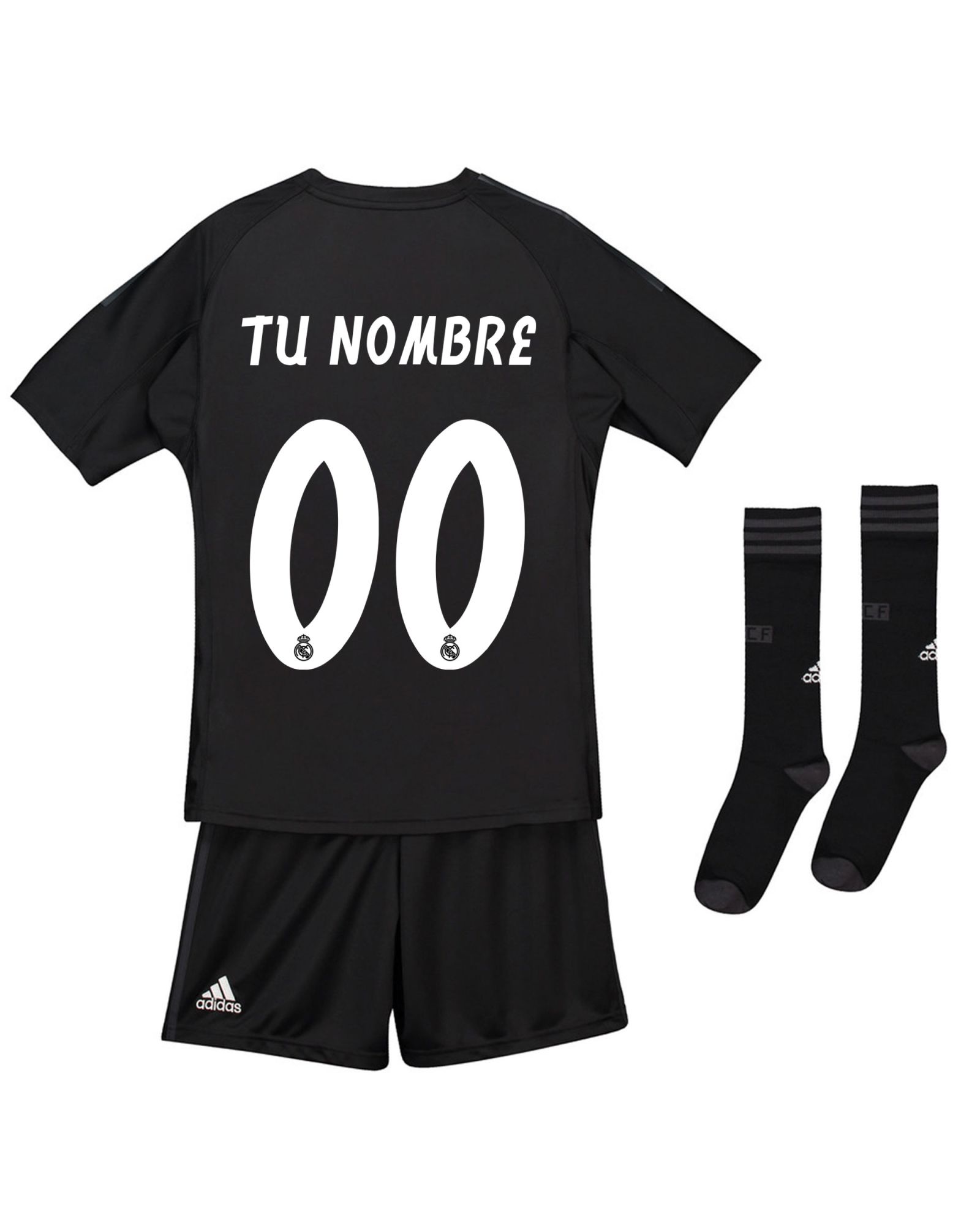 Conjunto 1ª Real Madrid 2018/2019 Personalizado Portero Junior Negro - Fútbol Factory