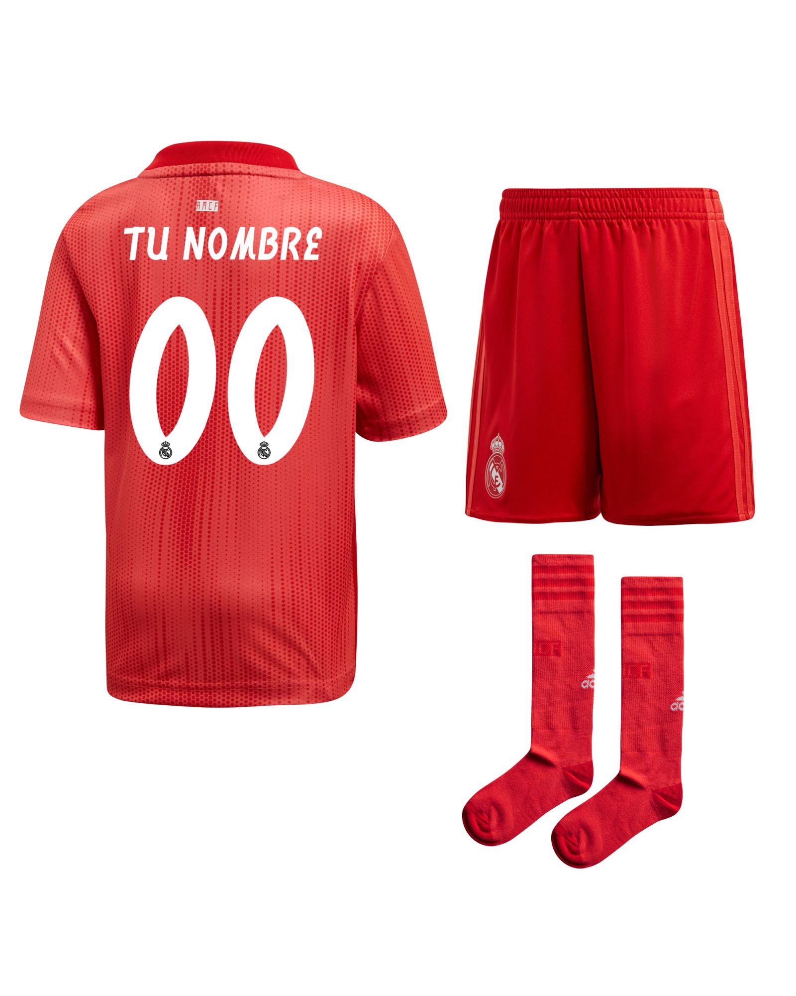 Conjunto 3ª Real Madrid 2018/2019 Personalizado Infantil Coral - Fútbol Factory