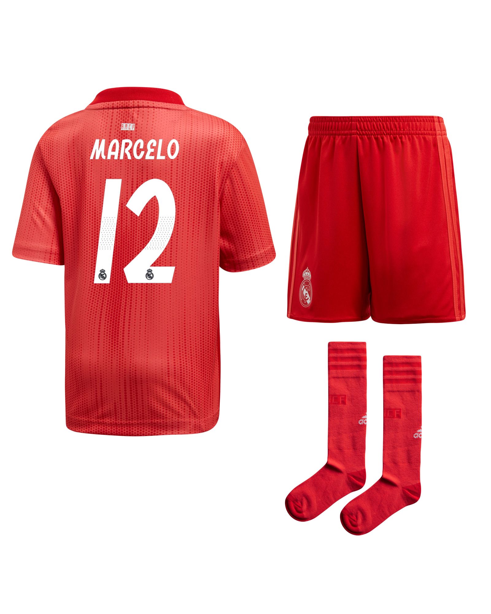 Conjunto 3ª Real Madrid 2018/2019 Marcelo Infantil Coral - Fútbol Factory