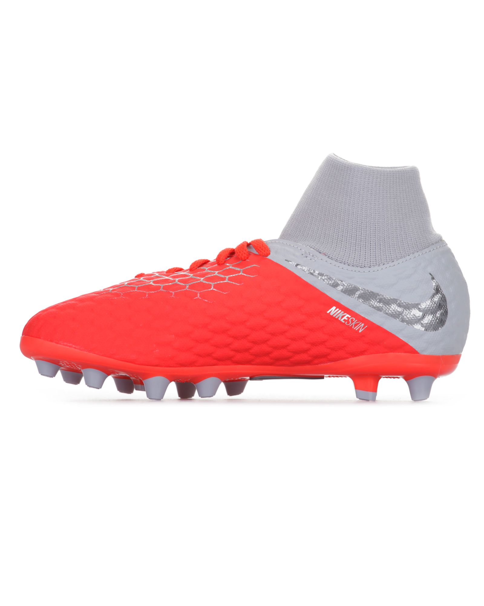 Botas de Fútbol Hypervenom Phantom III Academy DFC AG-Pro Junior Gris Rojo - Fútbol Factory