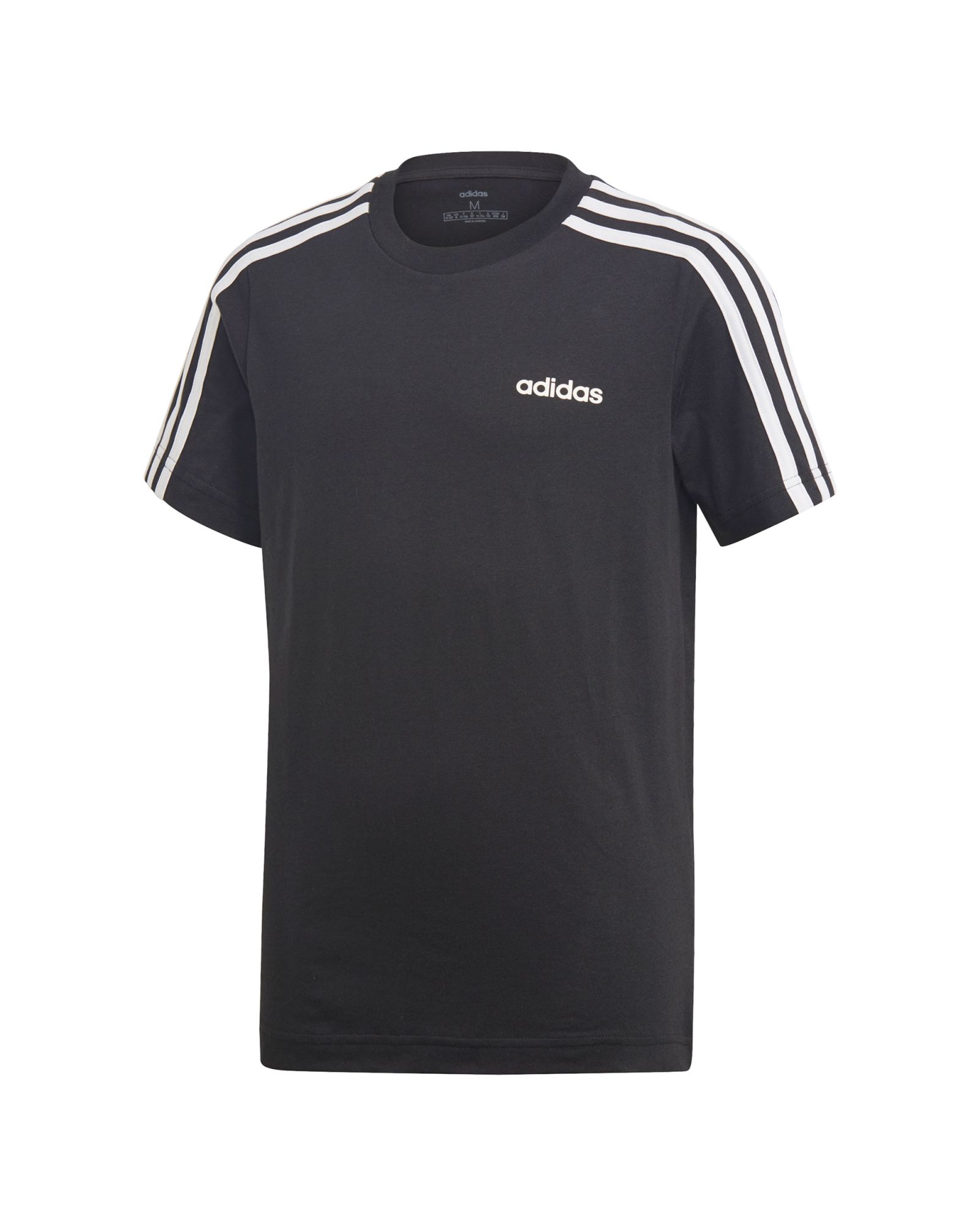 Camiseta Essentials Tres Bandas Junior Negro - Fútbol Factory